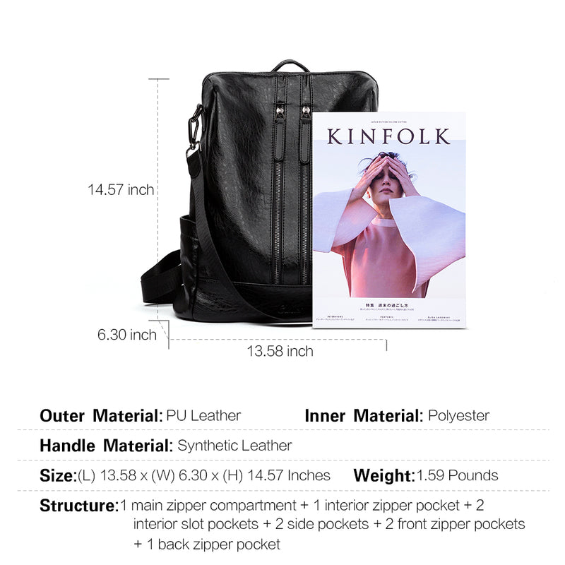 Greene Vegan Soft Leather Backpack Leather Purse For Work And Study | Two-Toned