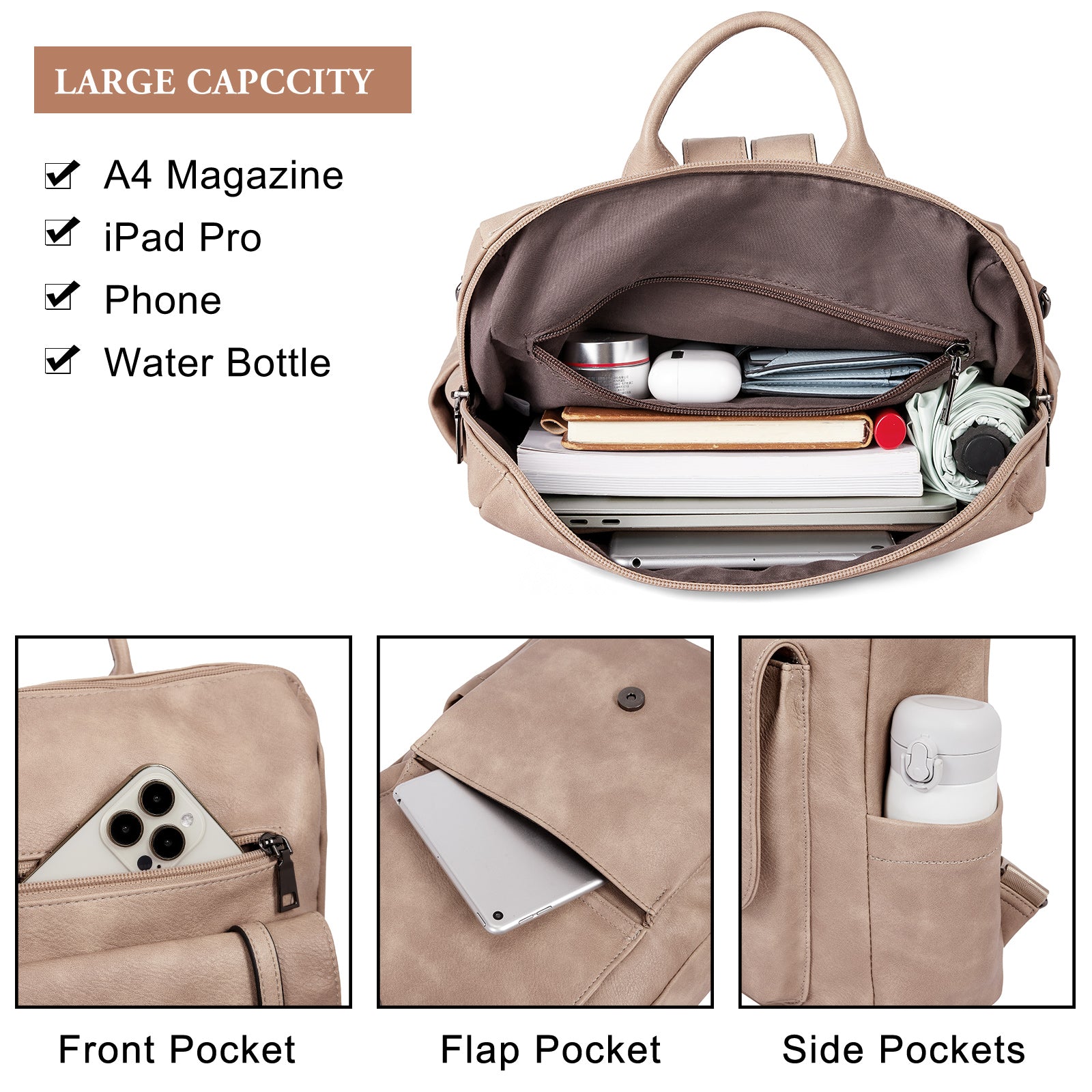 CLUCI Backpack Purse for Women Leather Backpack Purse Travel Fashion Convertible Designer Ladies Shoulder Bags