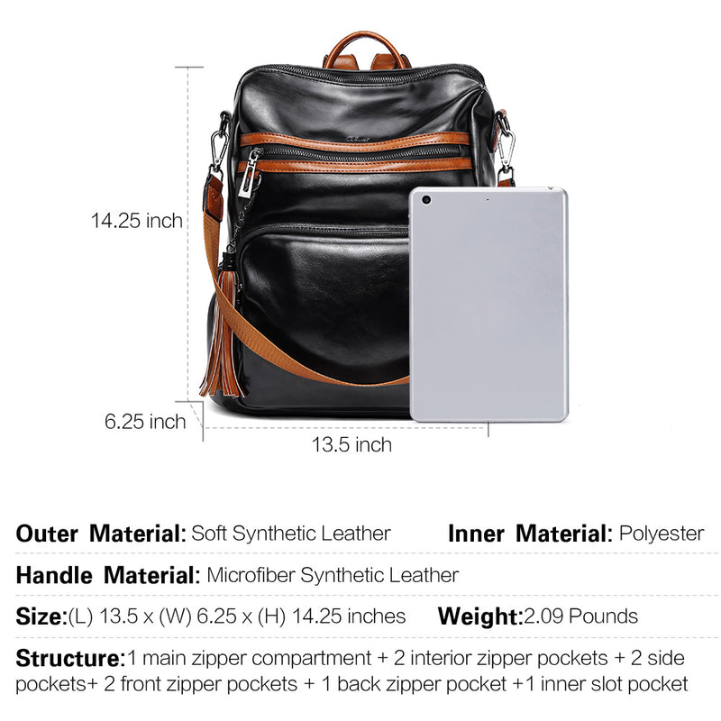 Greene Women's Leather Backpack Purse For Commuting | Two-Toned Vintage