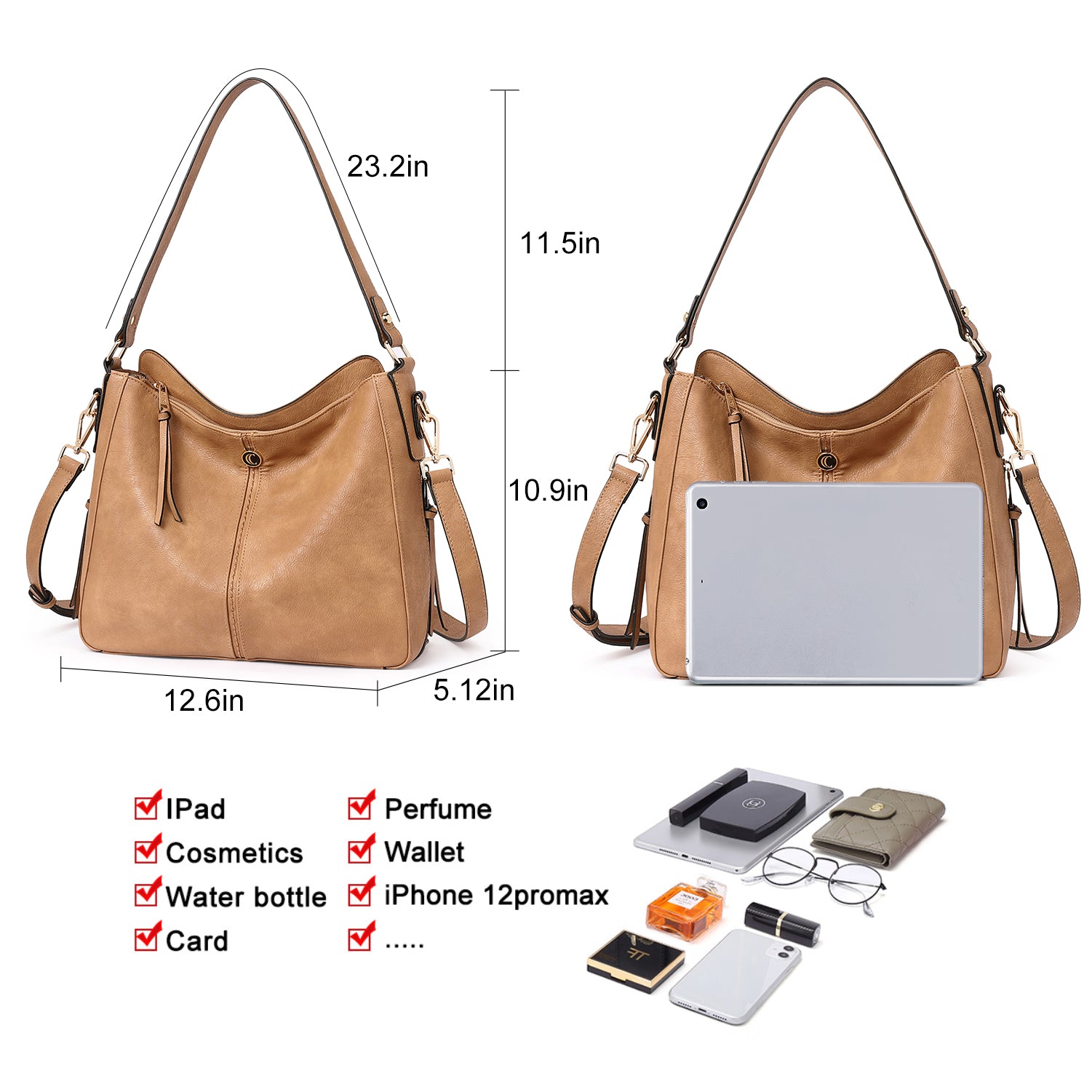 CLUCI Purses and Handbags for Women Leather Hobo Tote Fashion Ladies Crossbody Large Bucket Shoulder Bag