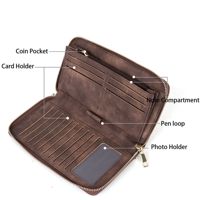 CLUCI Women Wallet Leather RFID Blocking With Wristlet