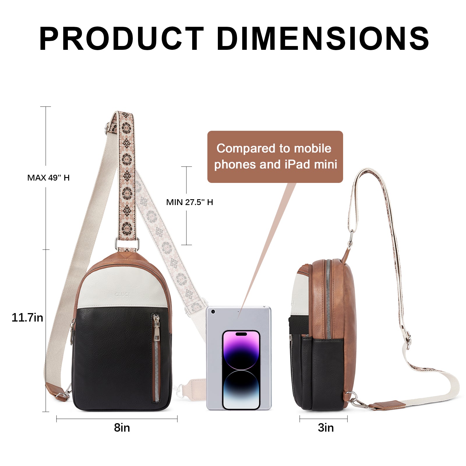 CLUCI Large Leather Fanny Packs Sling Bag for Women Crossbody Purse Trendy Chest Bag