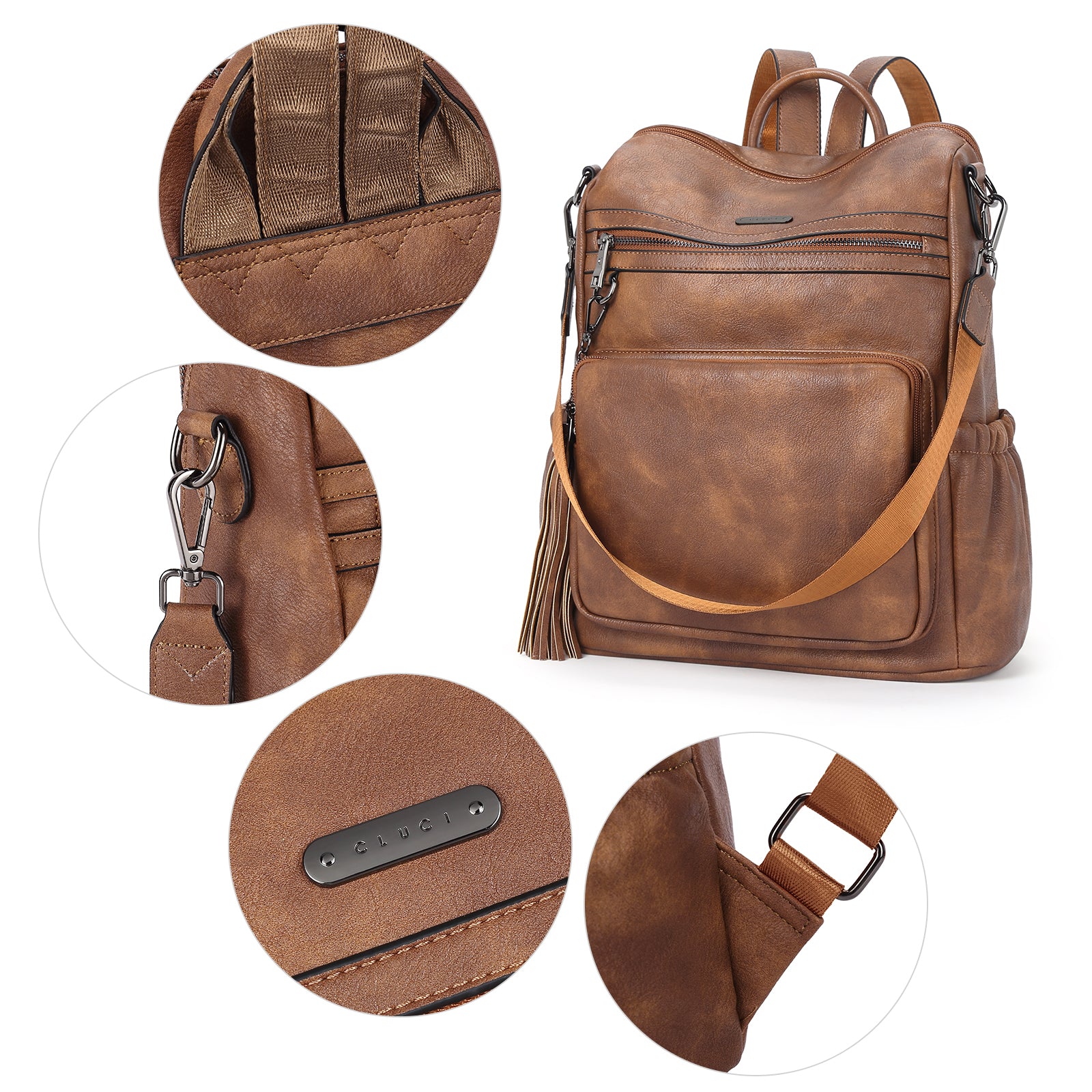 Greene Women's Leather Backpack Purse For Commuting | Two-Toned Vintage