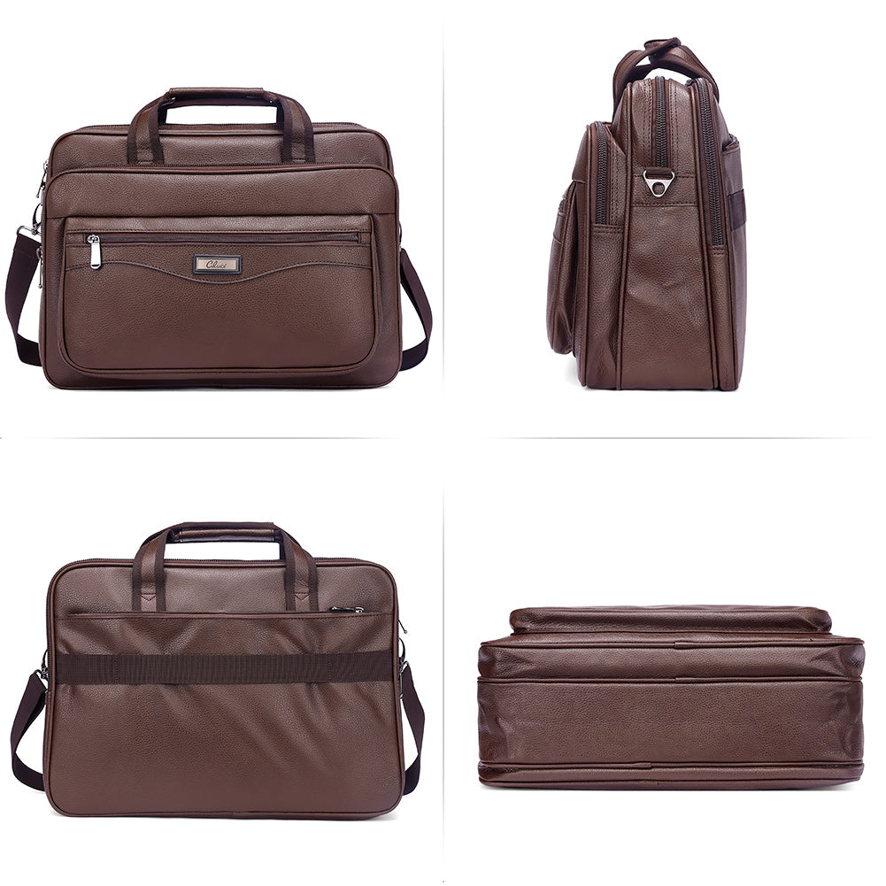 Cluci Leather Briefcase For Men Large Capacity 15.6 Inch Laptop Business Travel Shoulder Bag