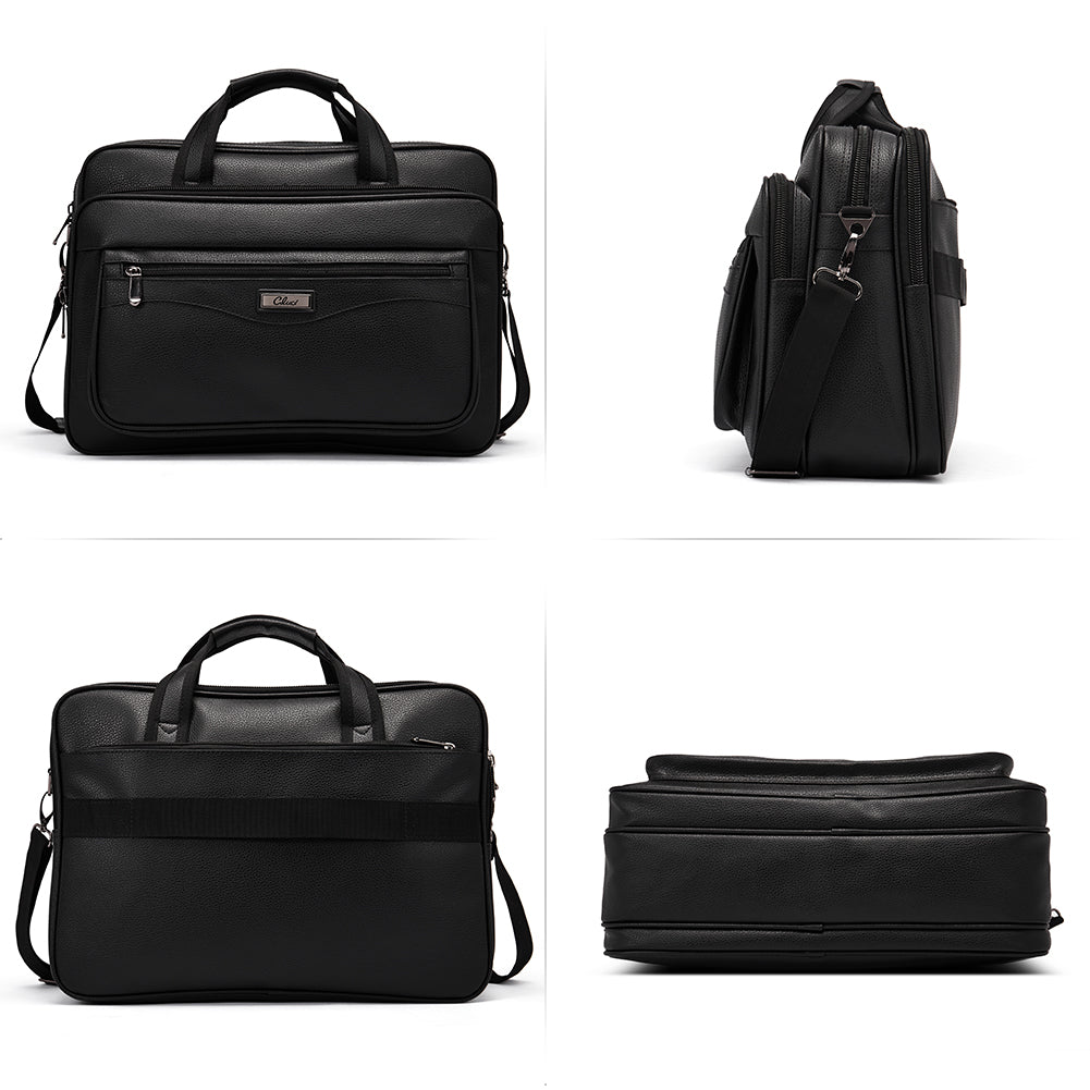 Cluci Leather Briefcase For Men Large Capacity 15.6 Inch Laptop Business Travel Shoulder Bag