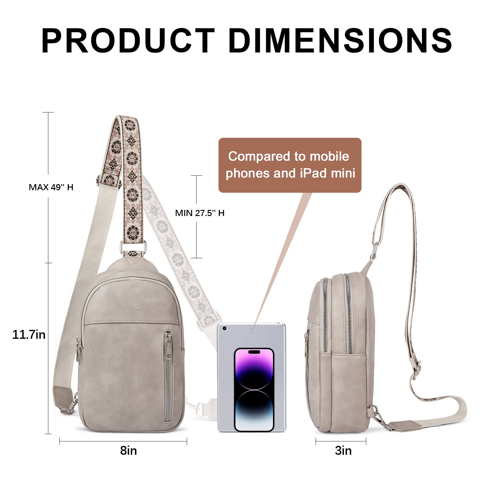 CLUCI Large Leather Fanny Packs Sling Bag for Women Crossbody Purse Trendy Chest Bag