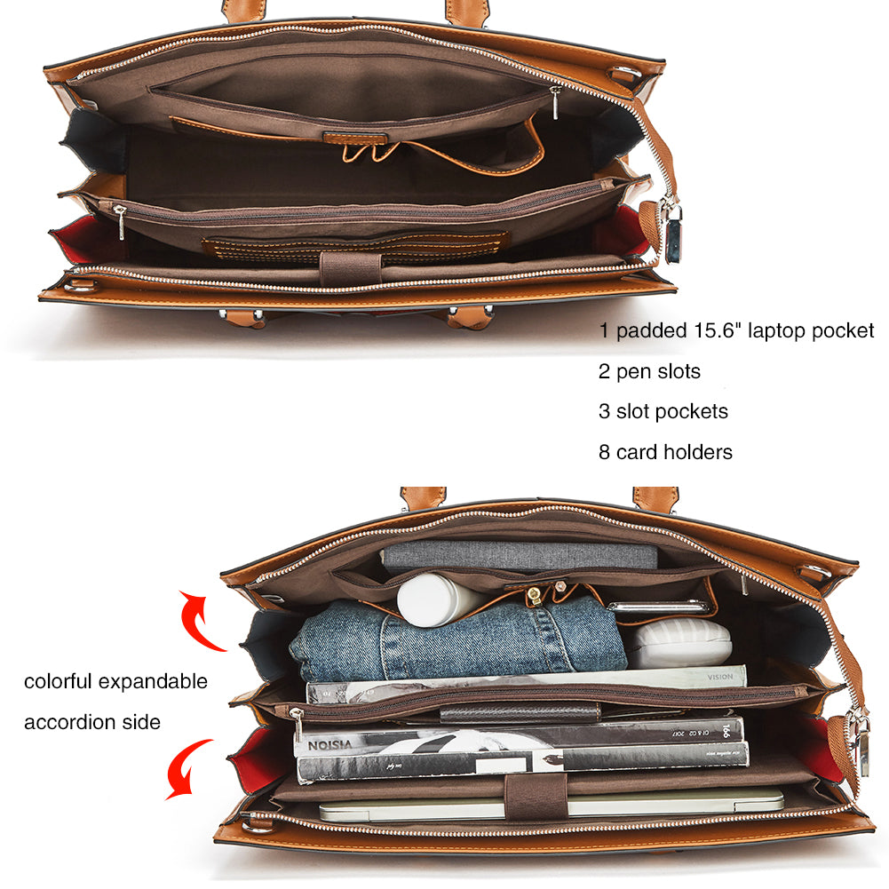 Lauren Refined Leather Briefcase For Women For Daily Use