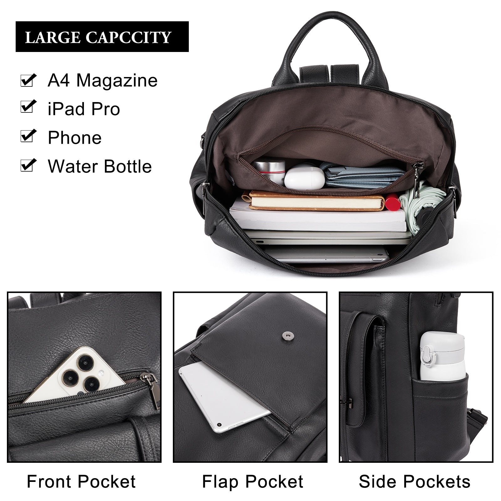 CLUCI Backpack Purse for Women Leather Backpack Purse Travel Fashion Convertible Designer Ladies Shoulder Bags