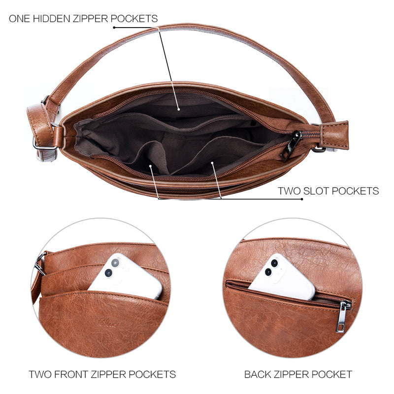Amos Triple Pockets Vintage Crossbody Bag