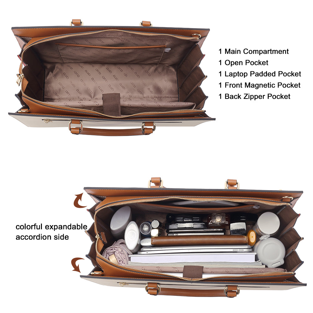 CLUCI Briefcase for Women Leather Laptop 15.6 Inch Business Ladies Work Computer Tote Bags