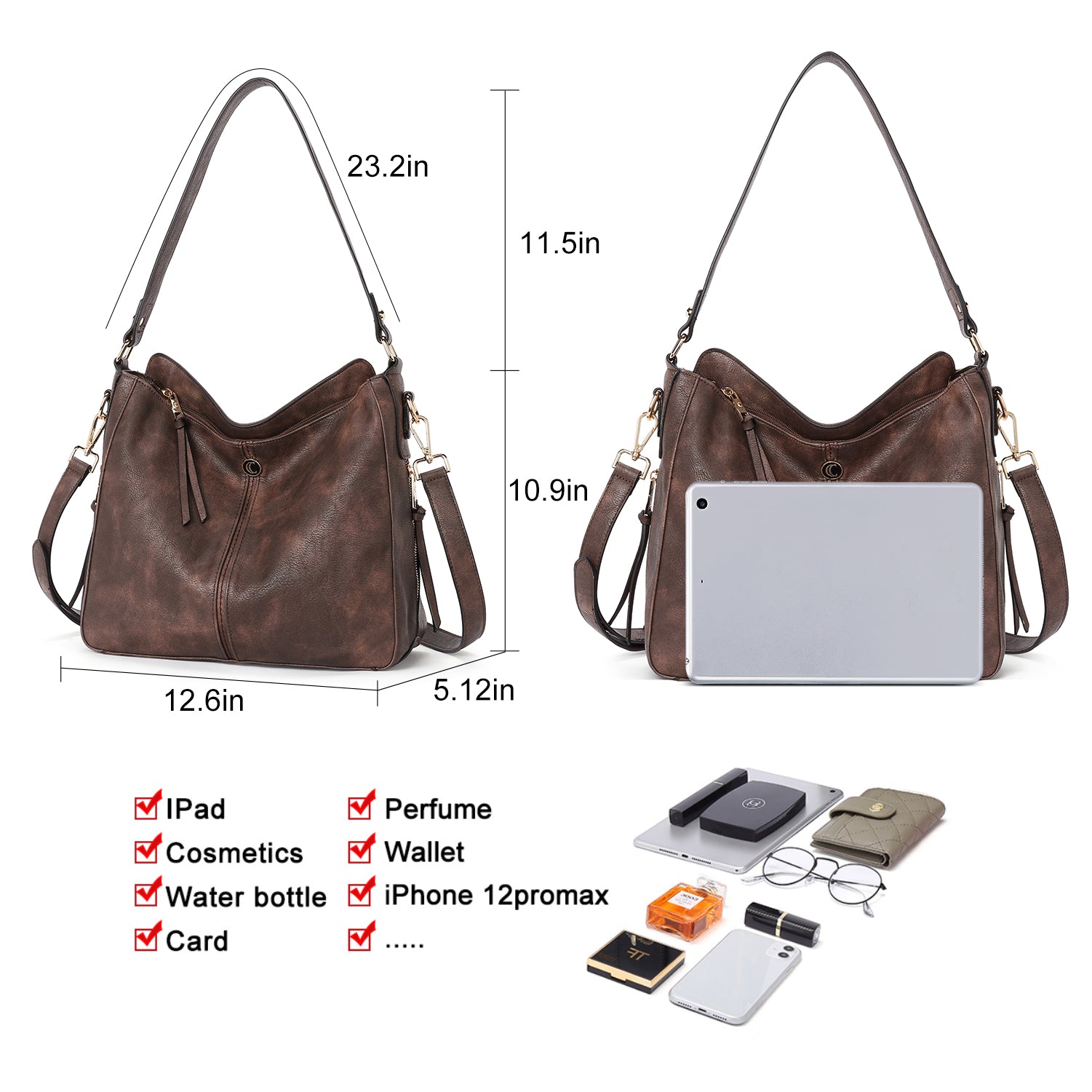 CLUCI Purses and Handbags for Women Leather Hobo Tote Fashion Ladies Crossbody Large Bucket Shoulder Bag