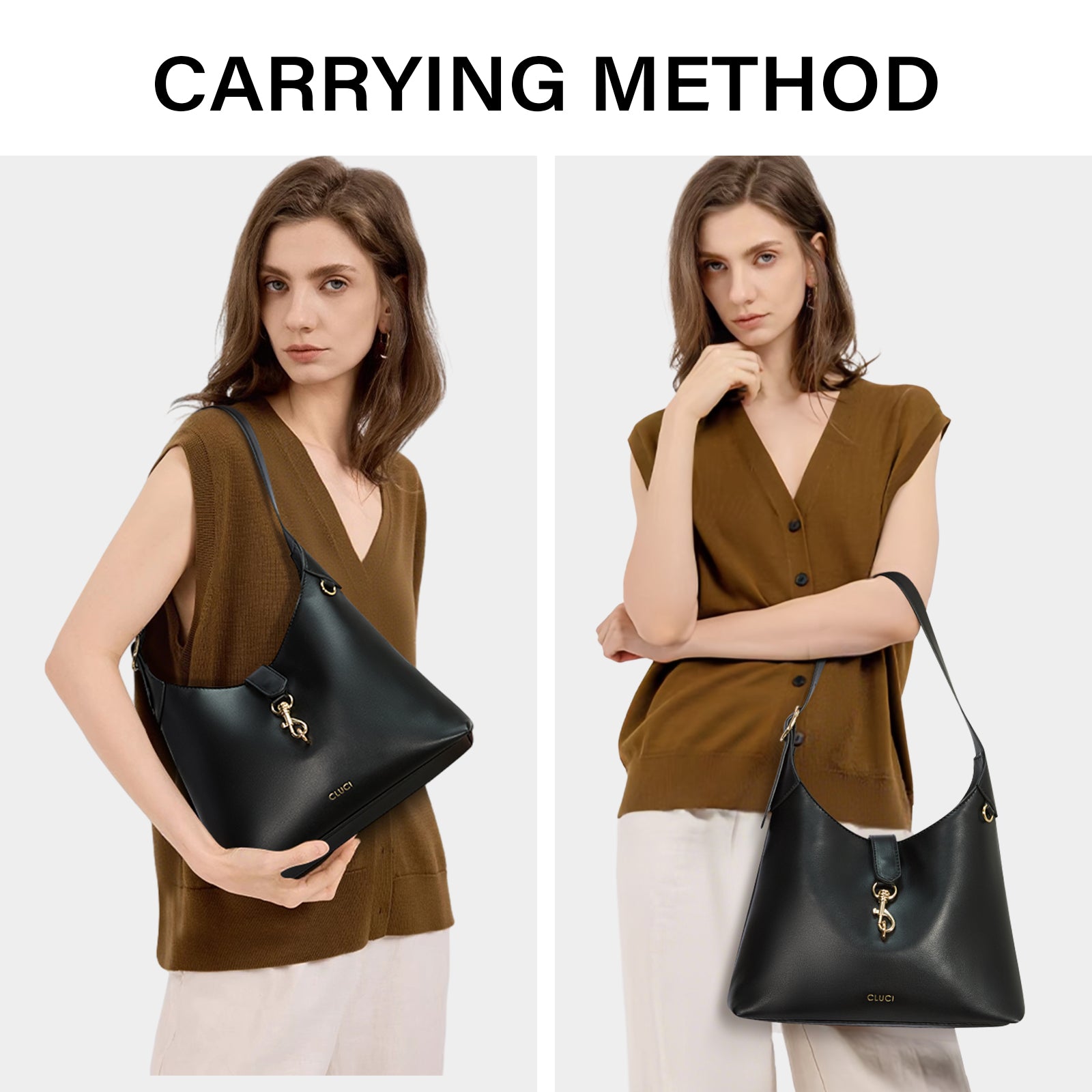 Cluci Luxe Soft Leather Hobo Bags for Women with Adjustable Strap