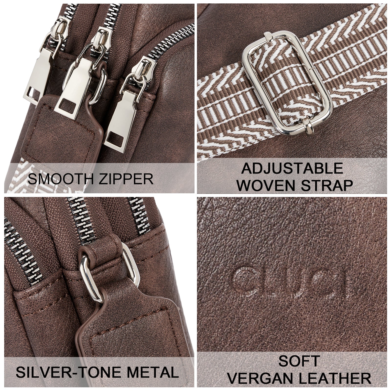 CLUCI Crossbody Bags for Women Small Vegan Leather Cell Phone Purse Shoulder Handbag Wallet with Adjustable Guitar Strap