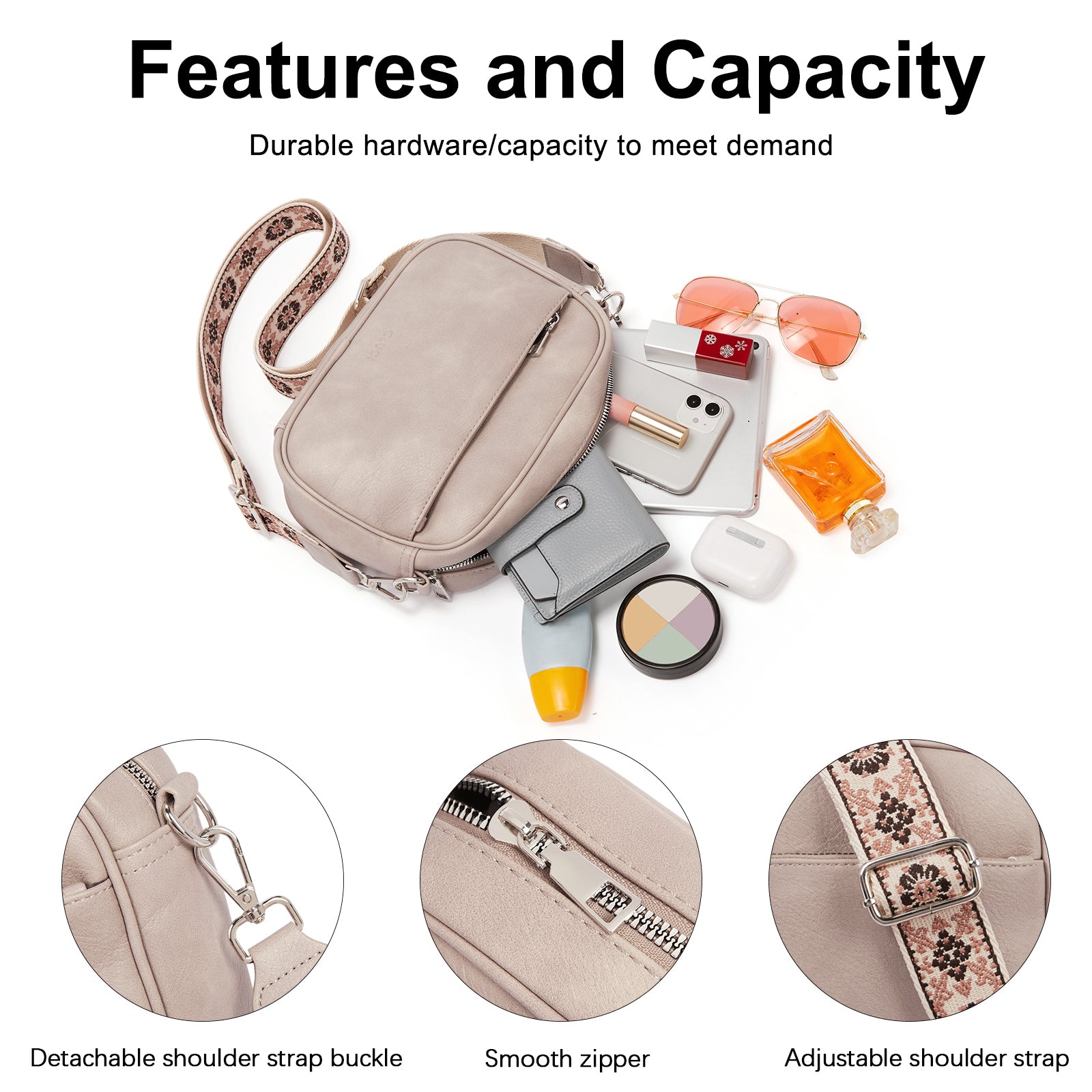 Vegan Leather Crossbody Bags for Women Trendy with Adjustable Wide Strap