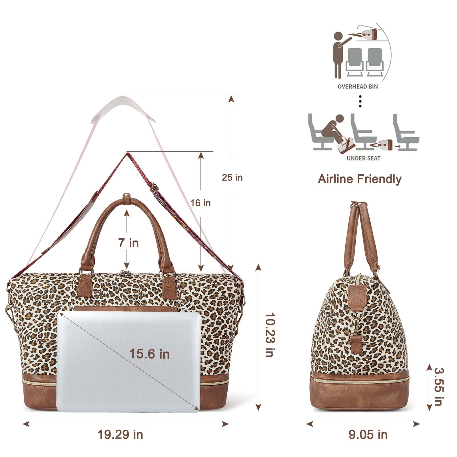 CLUCI Weekend Bags Travel Canvas Carry on Bags for Airplanes Travel Bags with Shoe Compartment