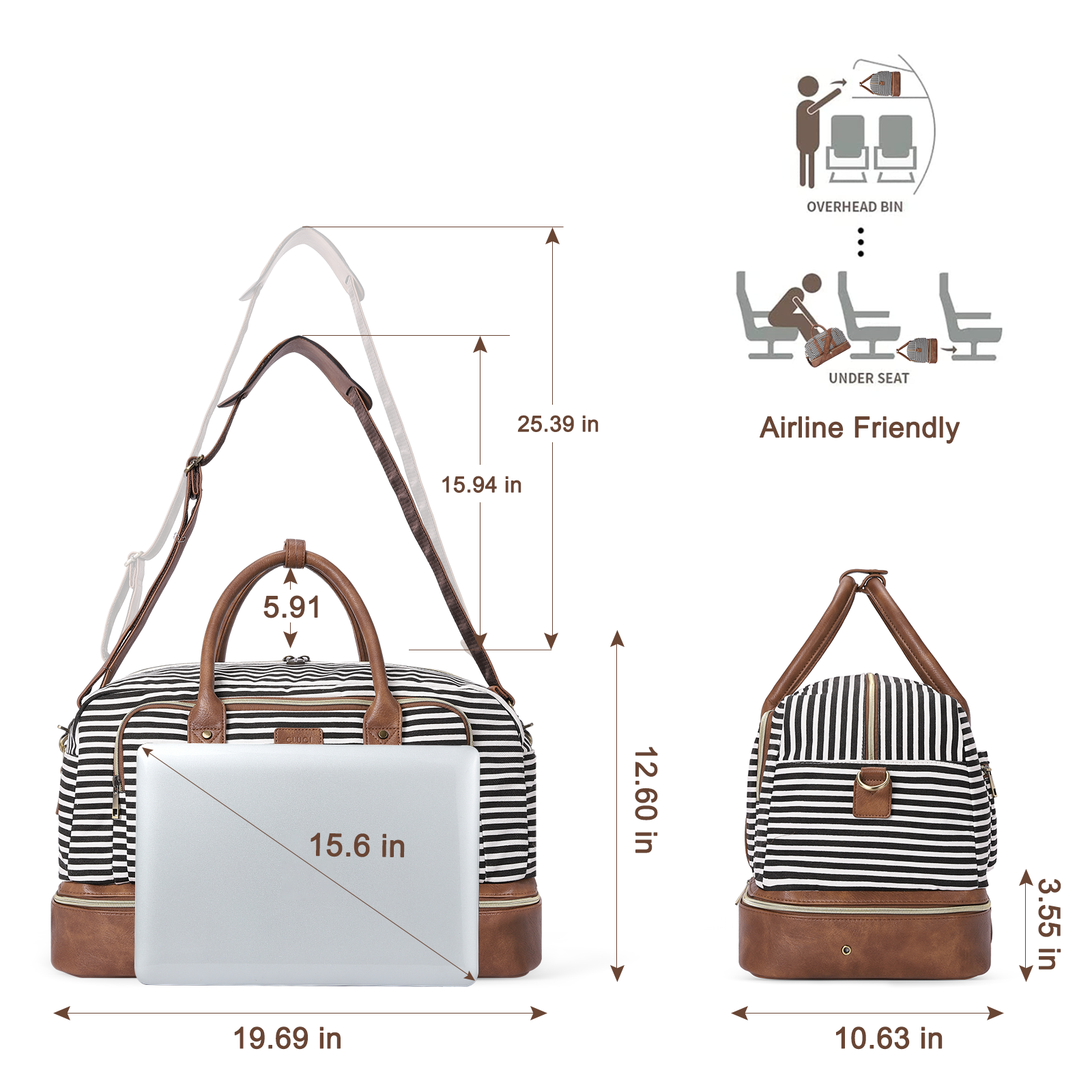 CLUCI Weekender Bags for Women Travel Carry on Bags Overnight Bag with Shoe Compartment