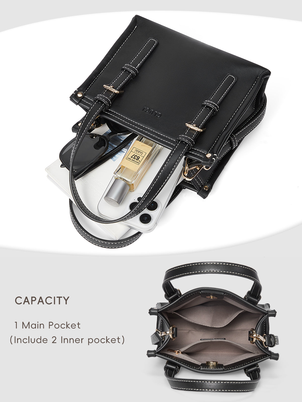 CLUCI Leather Tote Bag for Women with Adjustable Shoulder Strap