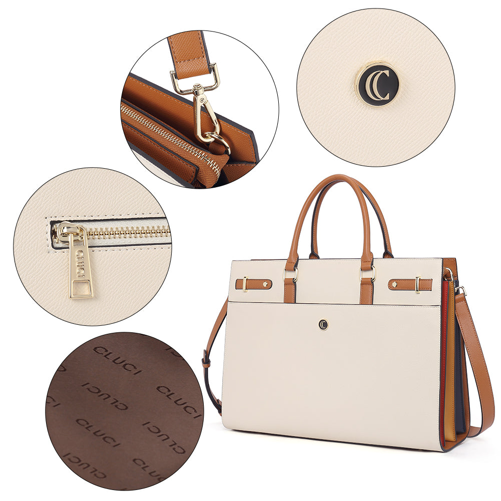 CLUCI Briefcase for Women Leather Laptop 15.6 Inch Business Ladies Work Computer Tote Bags