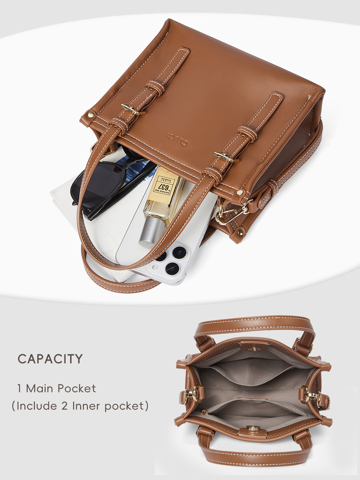 CLUCI Leather Tote Bag for Women with Adjustable Shoulder Strap