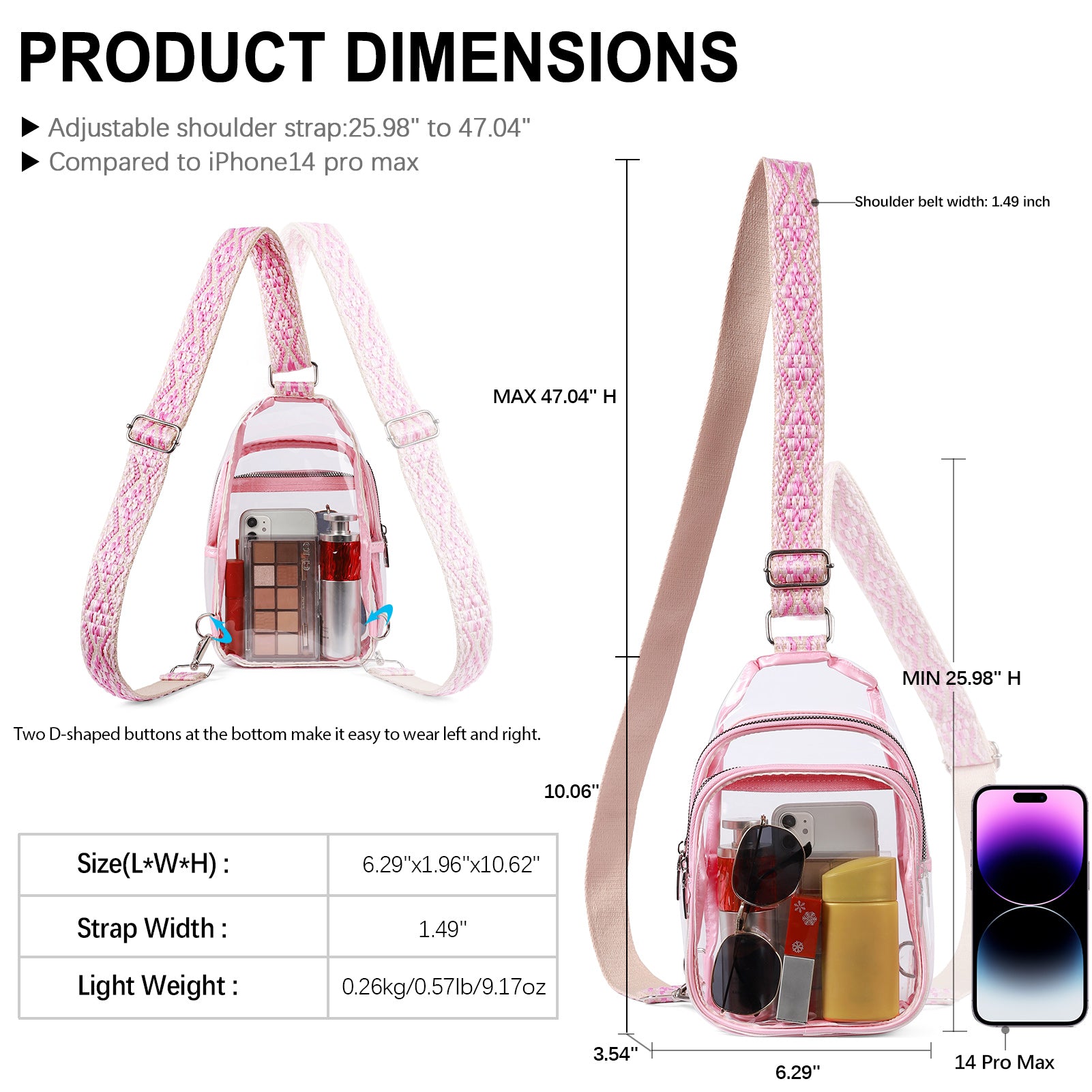CLUCI Stadium TPU Transparent Clear Sling Bag