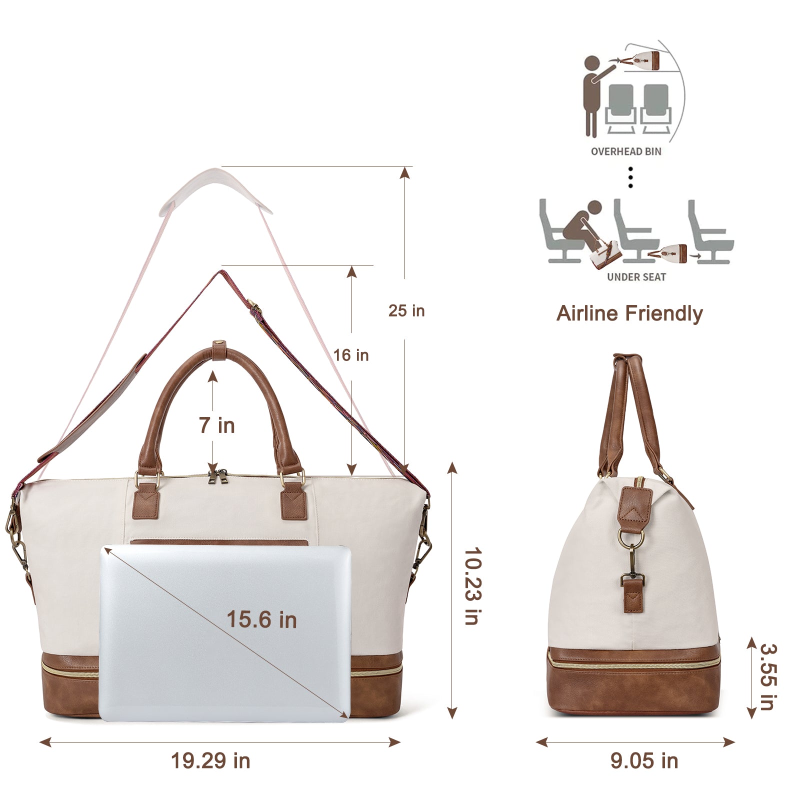 CLUCI Weekend Bags Travel Canvas Carry on Bags for Airplanes Travel Bags with Shoe Compartment