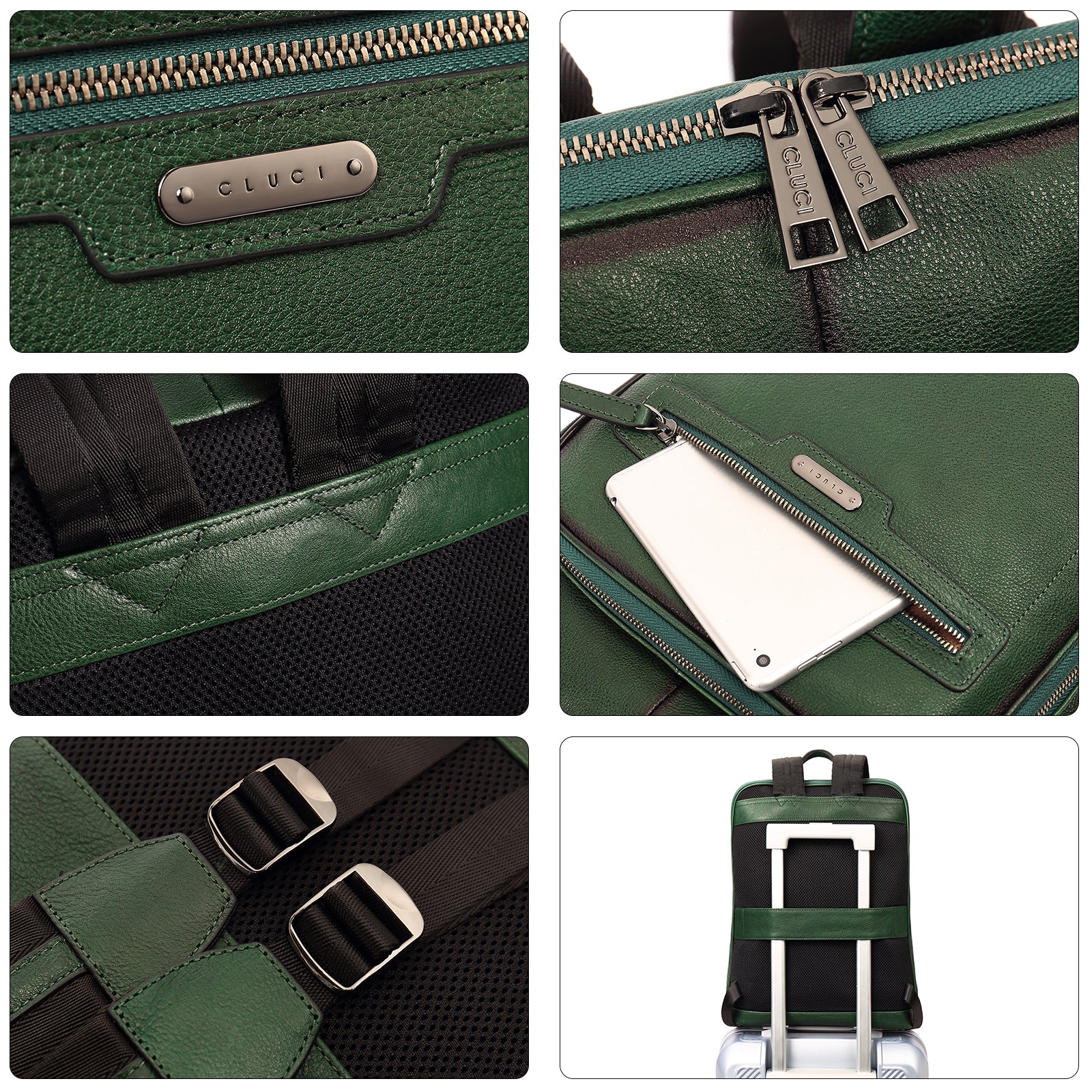 CLUCI Women Laptop Backpack Purse Vegetable Tanned Full Grain Leather 15.6 inch Computer Bag Business Casual Travel Daypack