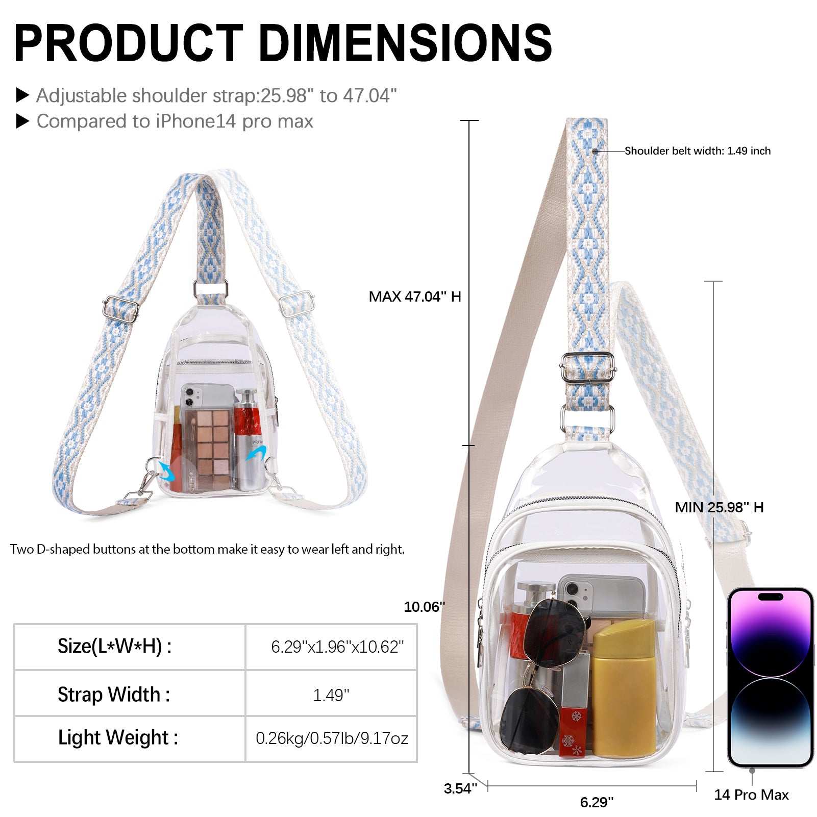 CLUCI Stadium TPU Transparent Clear Sling Bag