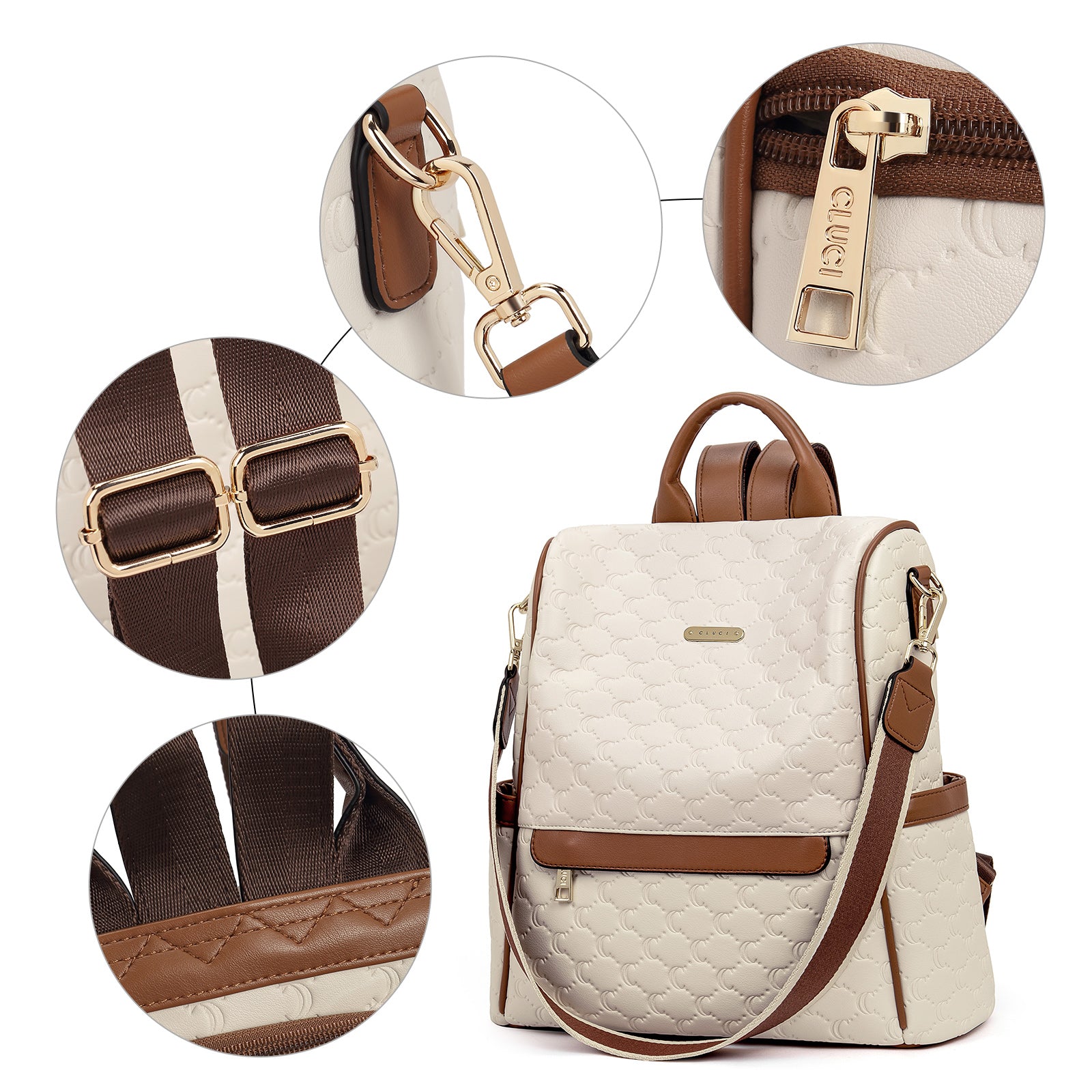 CLUCI Women Backpack Purse Fashion Leather Large Designer Travel Ladies College Shoulder Bags