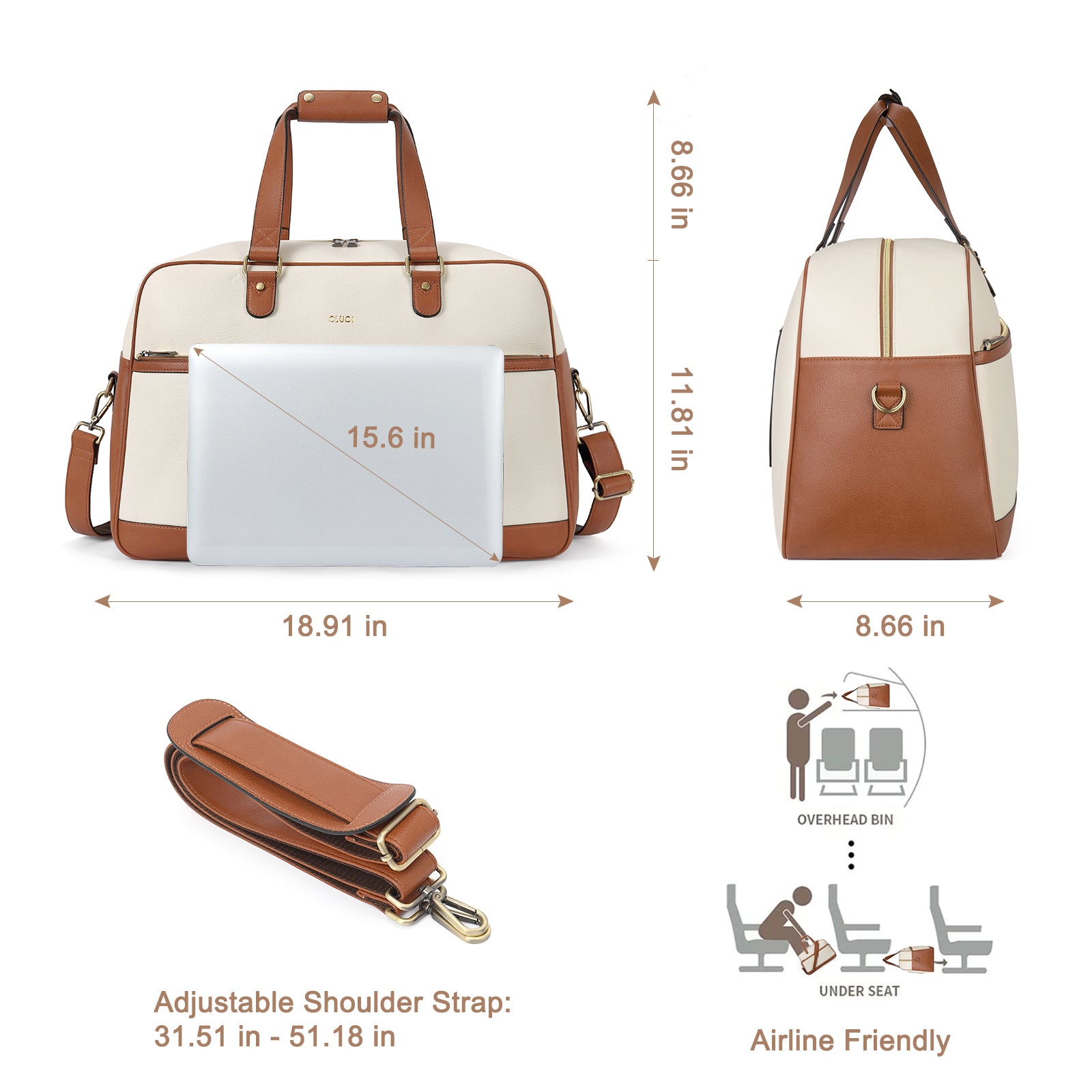 CLUCI Weekender Bag for Women Travel Duffel Bags Carry On Tote with Trolley Sleeve