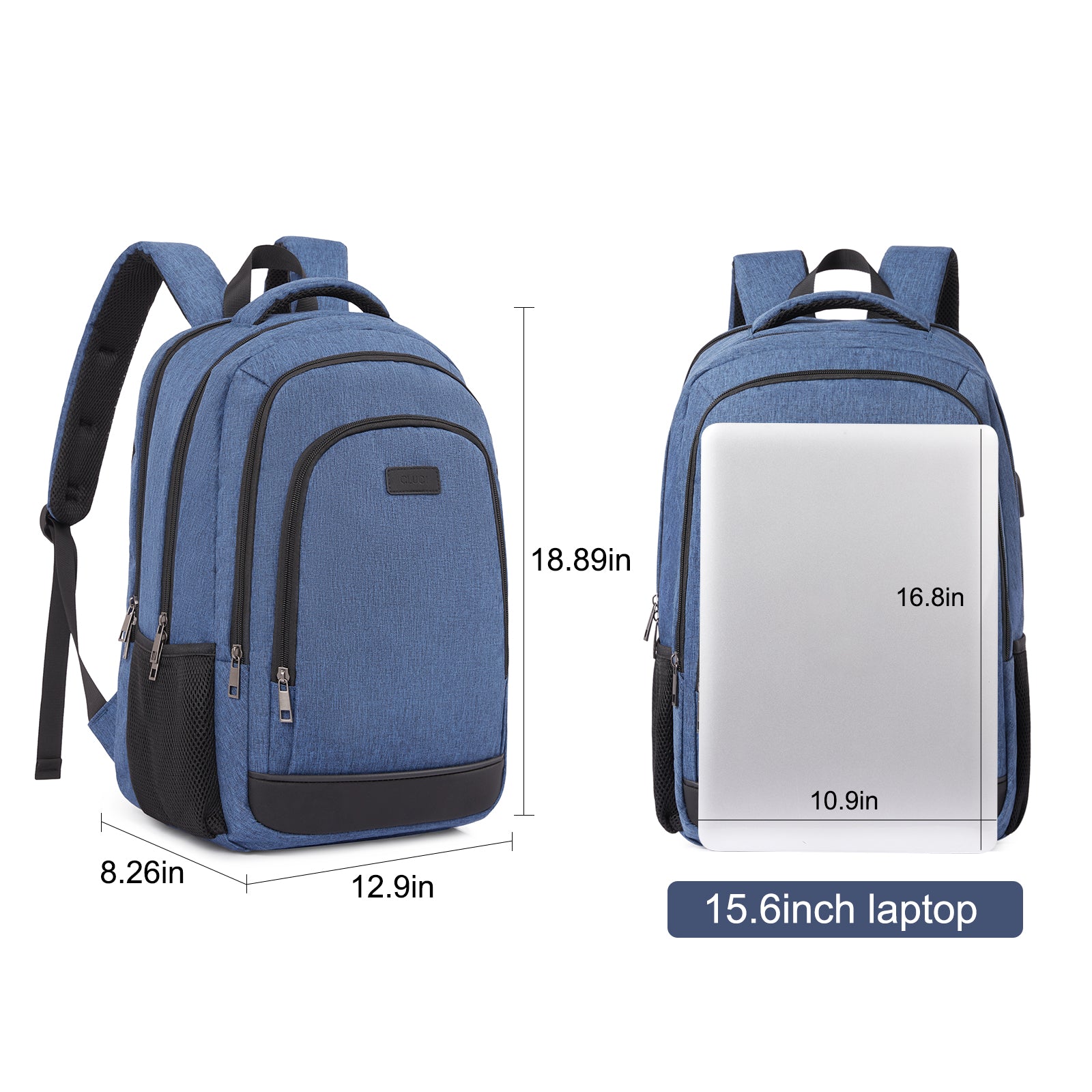 CLUCI Laptop School Backpack Water Resistant for Travel Work Fits 15.6" Laptop Business Computer with USB Charging Port