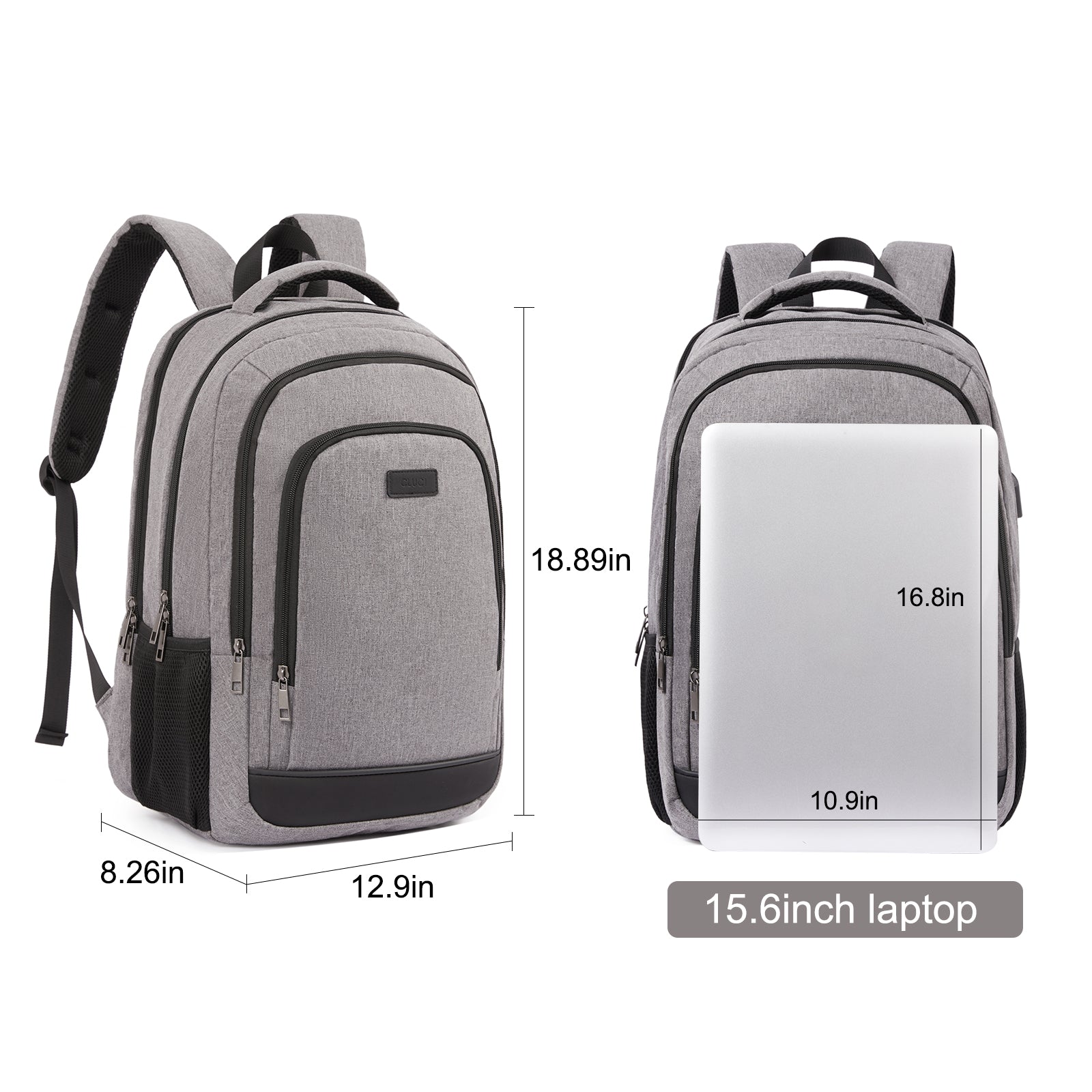 CLUCI Laptop School Backpack Water Resistant for Travel Work Fits 15.6" Laptop Business Computer with USB Charging Port