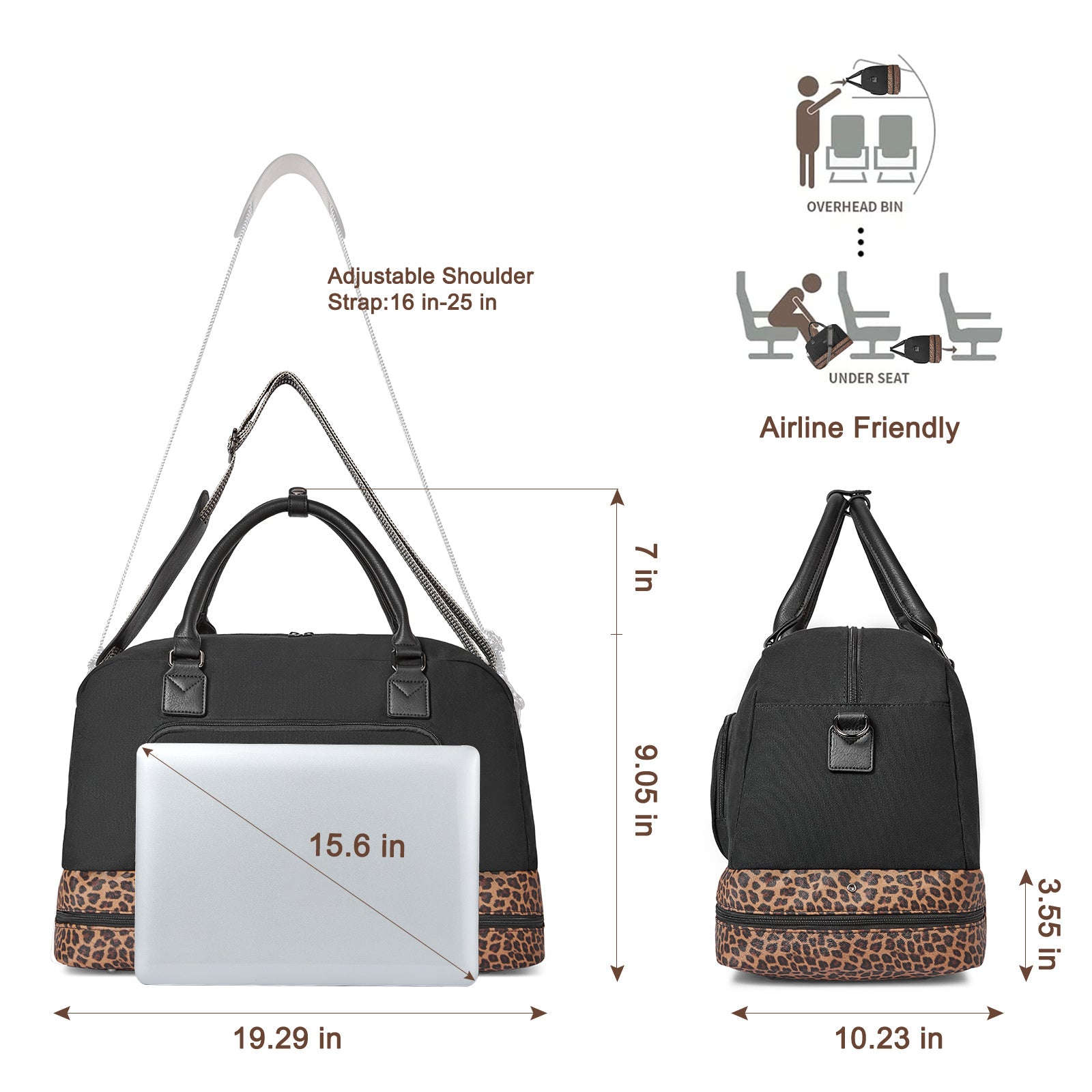 CLUCI Weekender Bags for Women Canvas Duffle Bag Travel Overnight Bags Carry On Tote with Shoe Compartment Beige with Brown