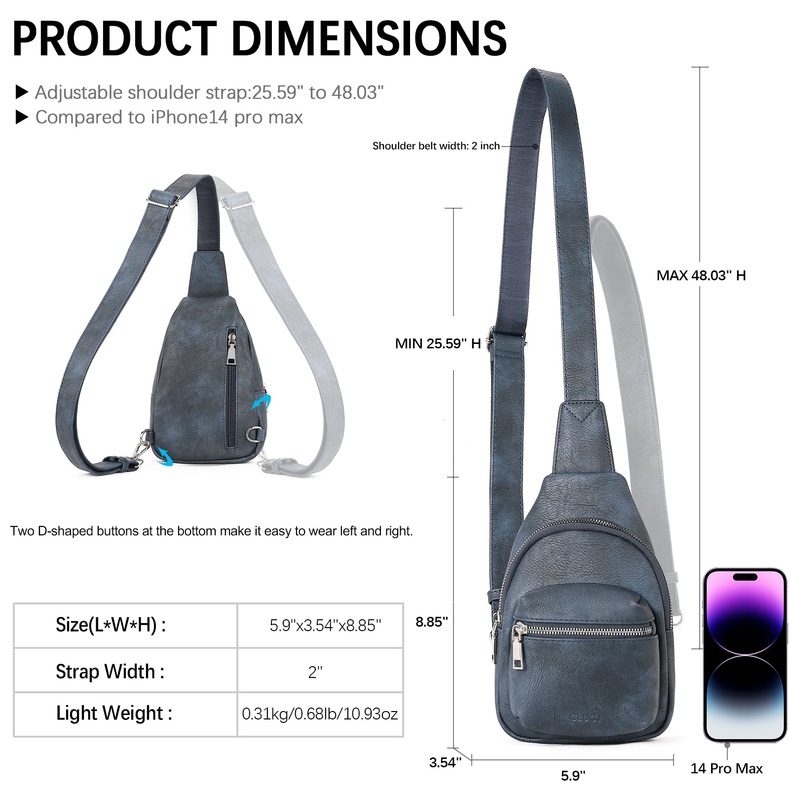 CLUCI Small Sling Bag Leather Crossbody Fanny Packs Trendy Women's Chest Bag