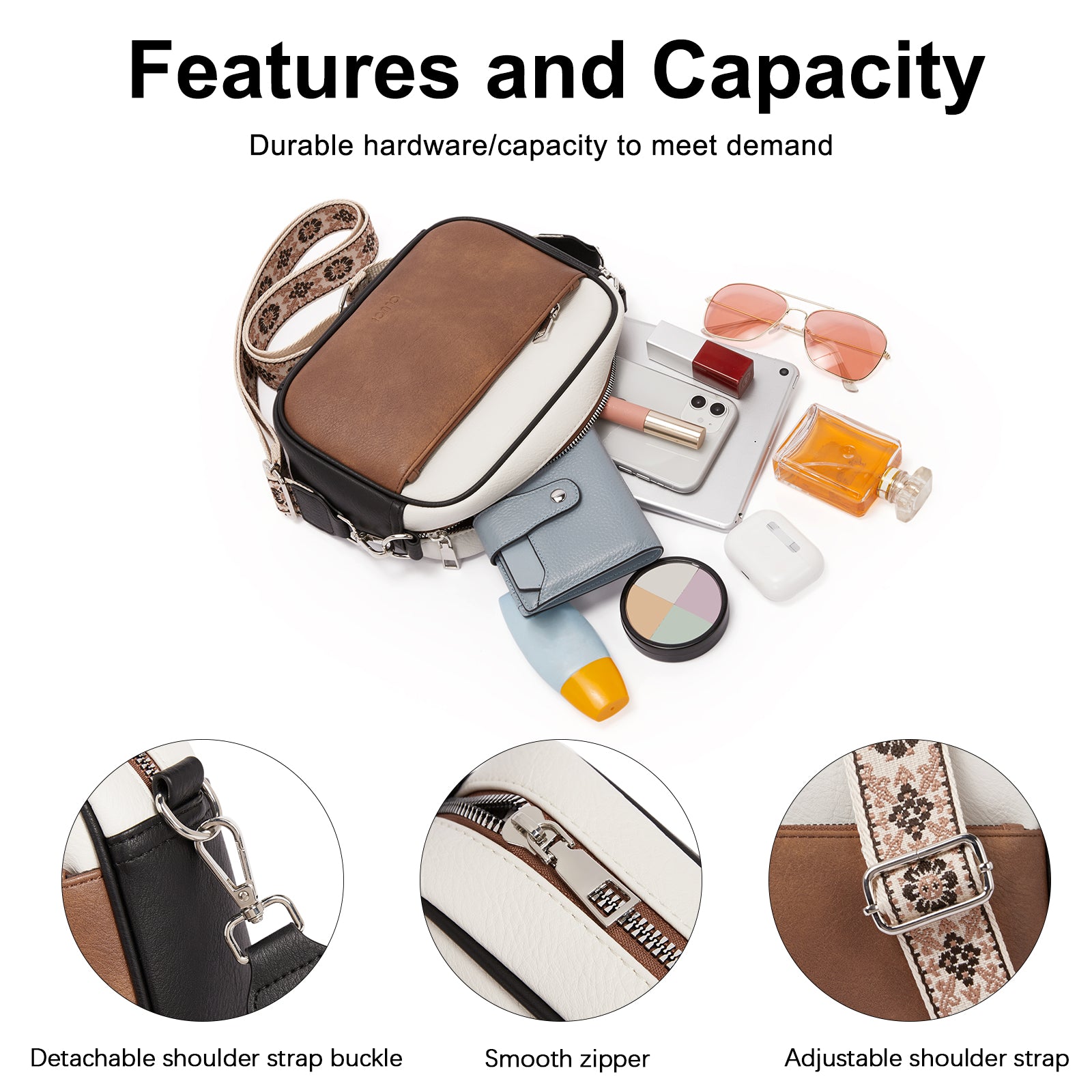 Vegan Leather Crossbody Bags for Women Trendy with Adjustable Wide Strap