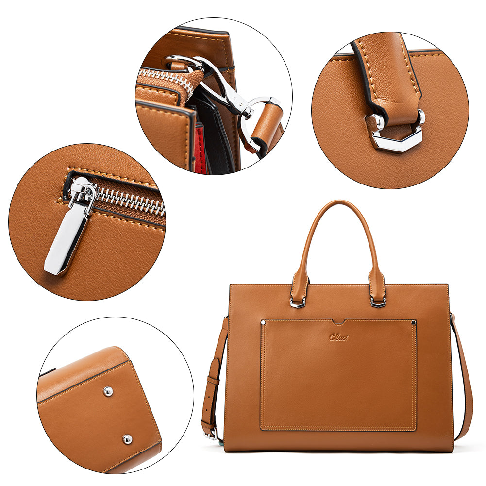 Lauren Refined Leather Briefcase For Women For Daily Use