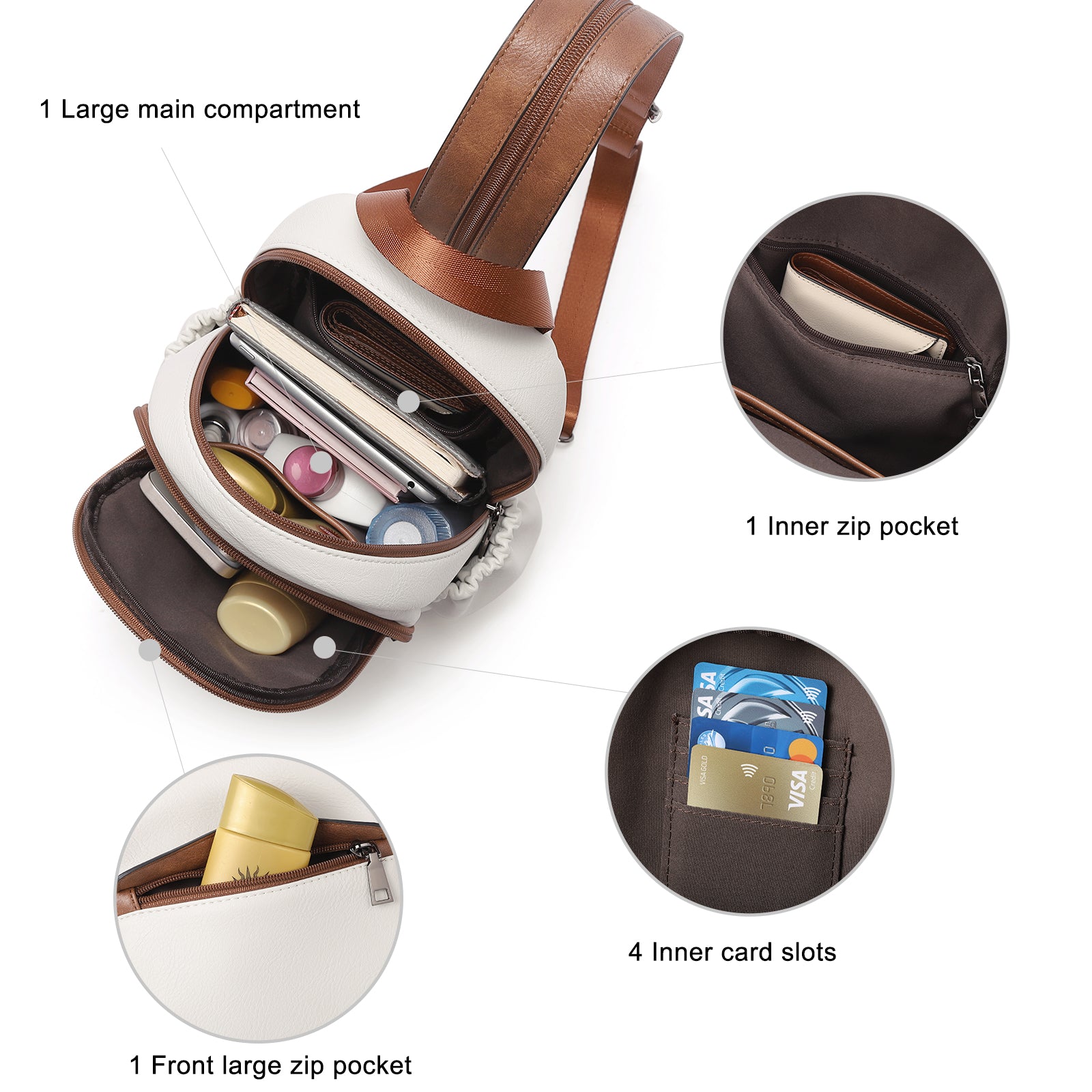 CLUCI Large Size Sling Backpack Convertible Crossbody Backpack for Women Travel Hiking Cycling