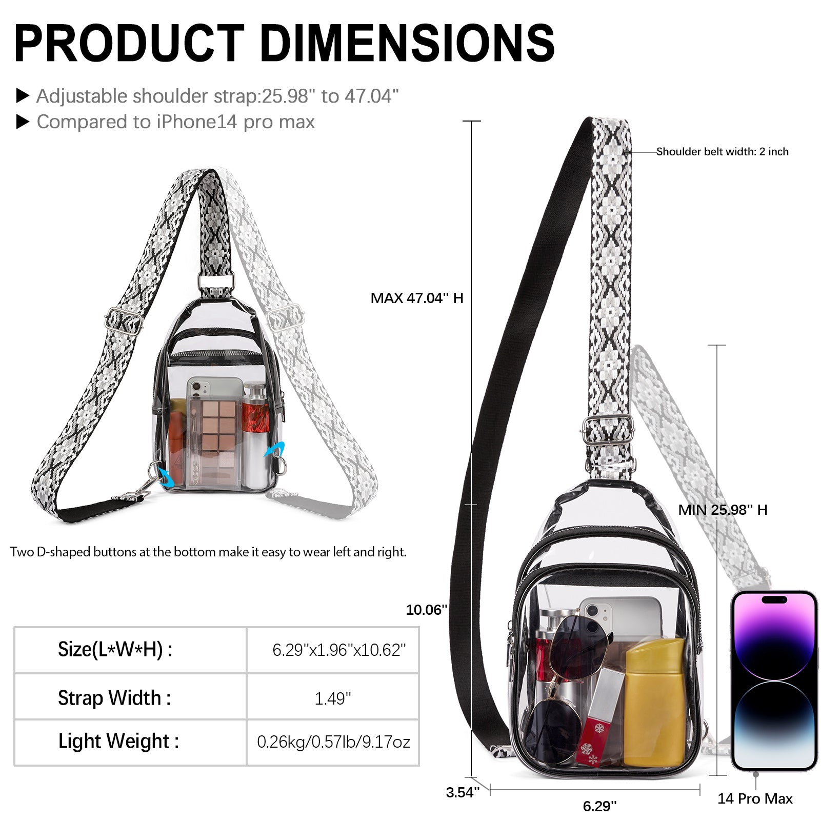 CLUCI Stadium TPU Transparent Clear Sling Bag