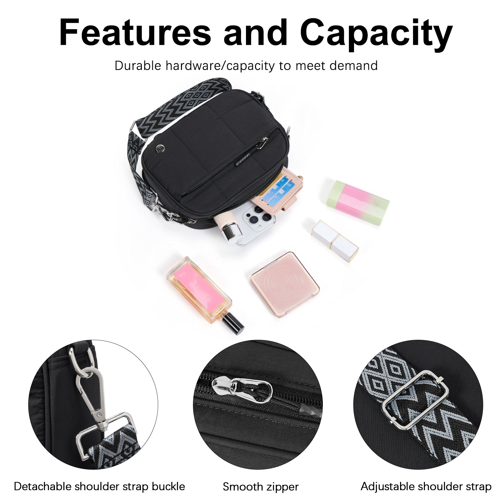 CLUCI Quilted Crossbody Bags for Women Lightweight Puffer Shoulder Bag Travel Purses with Wide Strap