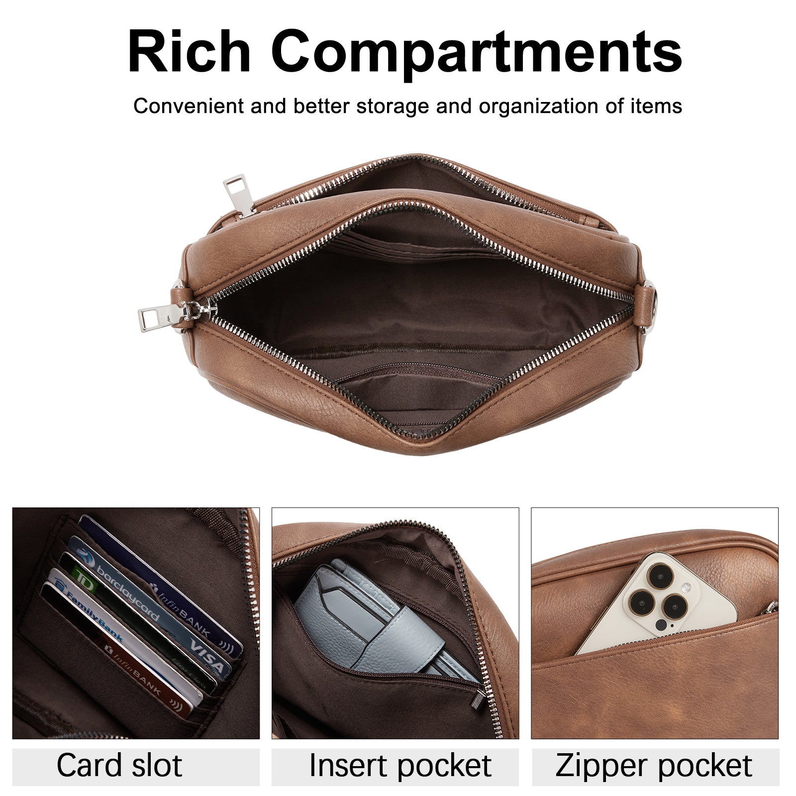 Vegan Leather Crossbody Bags for Women Trendy with Adjustable Wide Strap