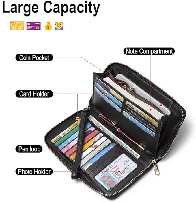 CLUCI Women Wallet Leather RFID Blocking With Wristlet