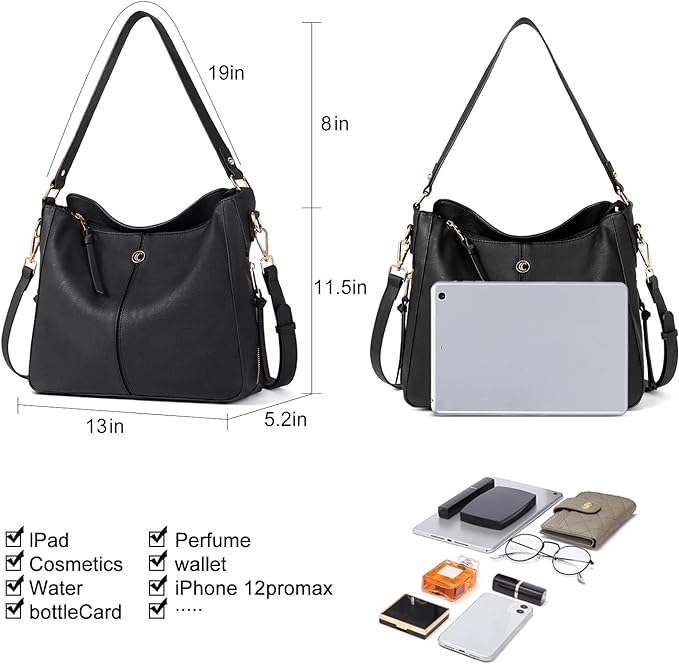 CLUCI Purses and Handbags for Women Leather Hobo Tote Fashion Ladies Crossbody Large Bucket Shoulder Bag