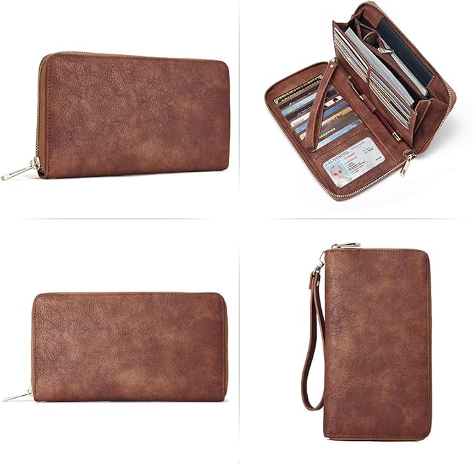 CLUCI Women Wallet Leather RFID Blocking With Wristlet