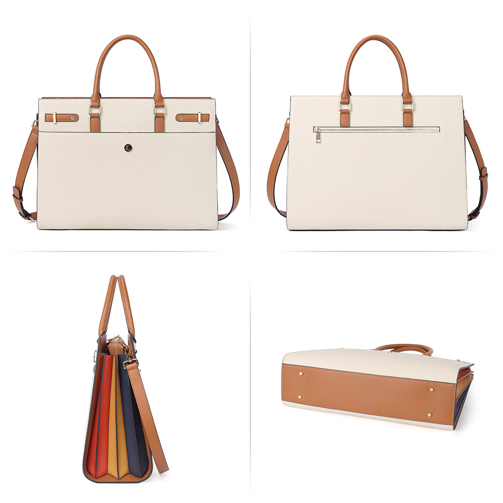 CLUCI Briefcase for Women Leather Laptop 15.6 Inch Business Ladies Work Computer Tote Bags