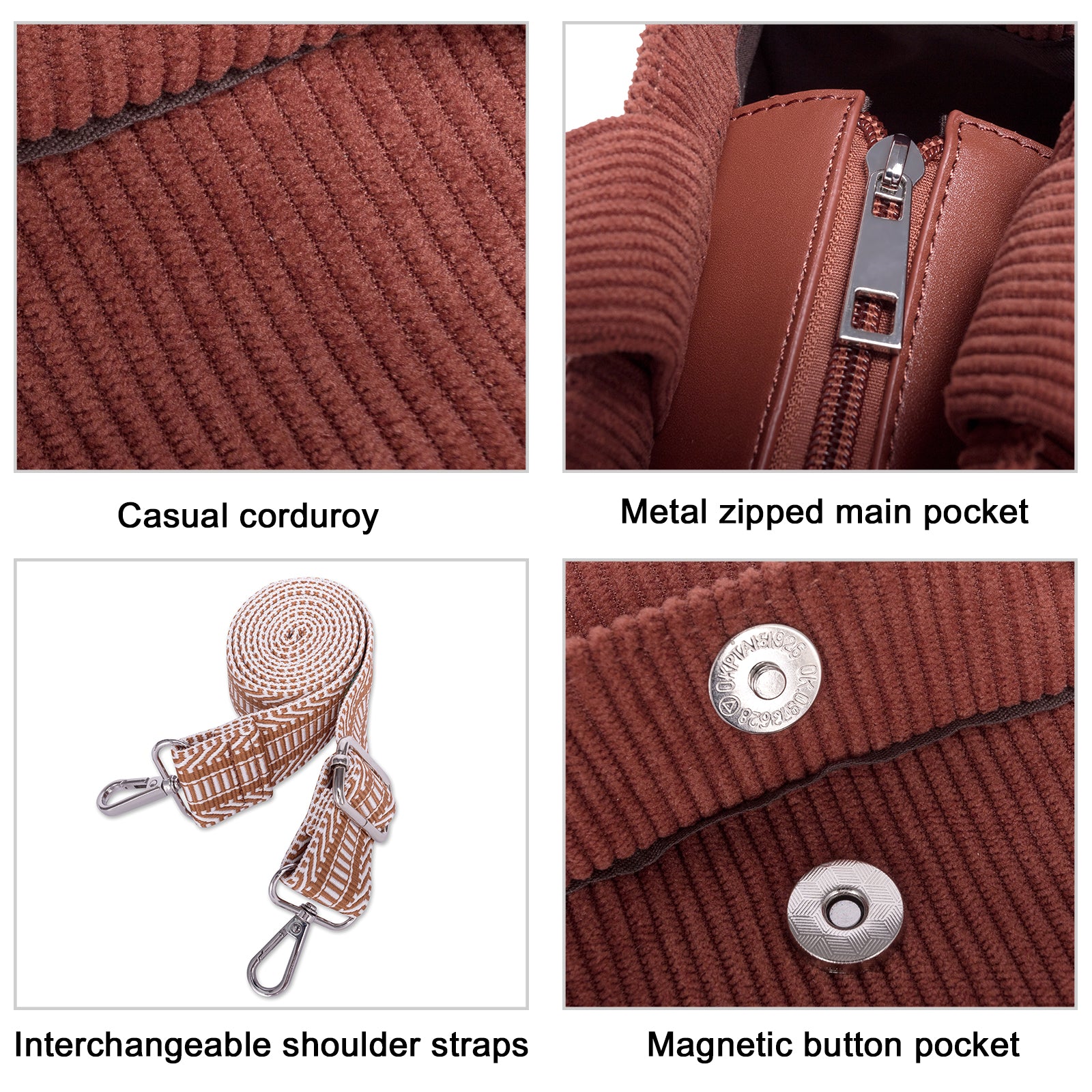 Wide Purse Strap Crossbody Purses Adjustable Replacement Shoulder Handbag Strap—Brown