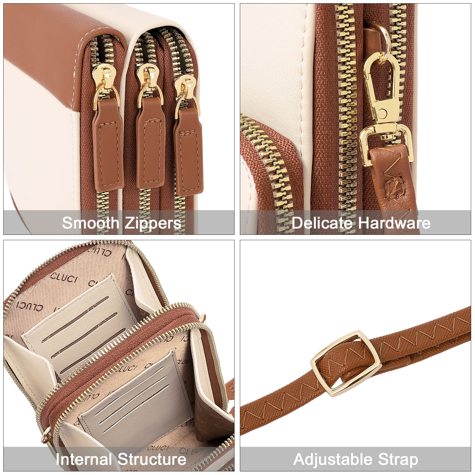 CLUCI Small Crossbody Bag for Women Leather Cellphone Shoulder Purses Fashion Travel Designer Wallet