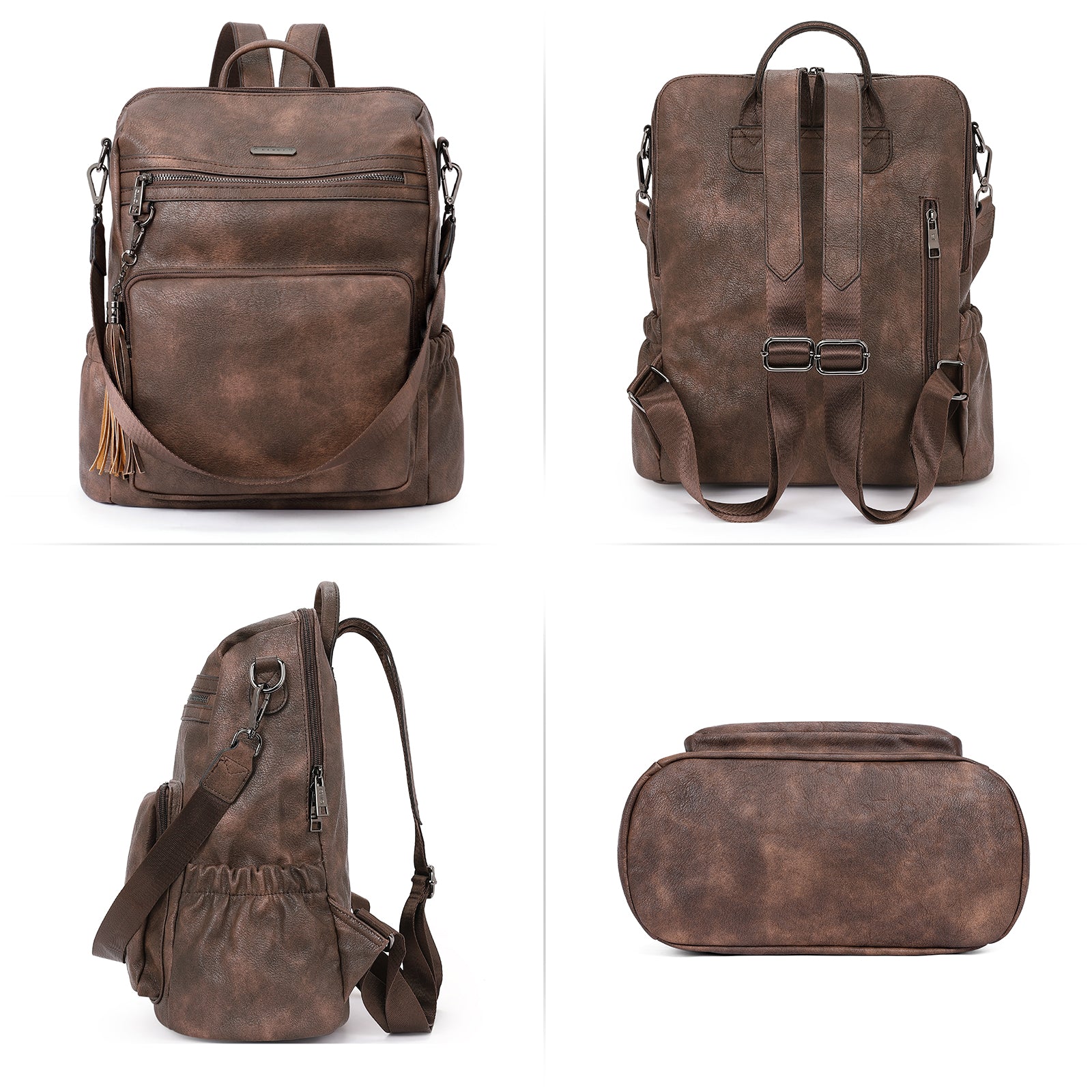 Greene Women's Leather Backpack Purse For Commuting | Two-Toned Vintage