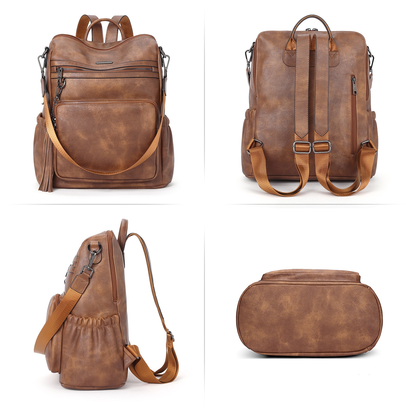 Greene Women's Leather Backpack Purse For Commuting | Two-Toned Vintage