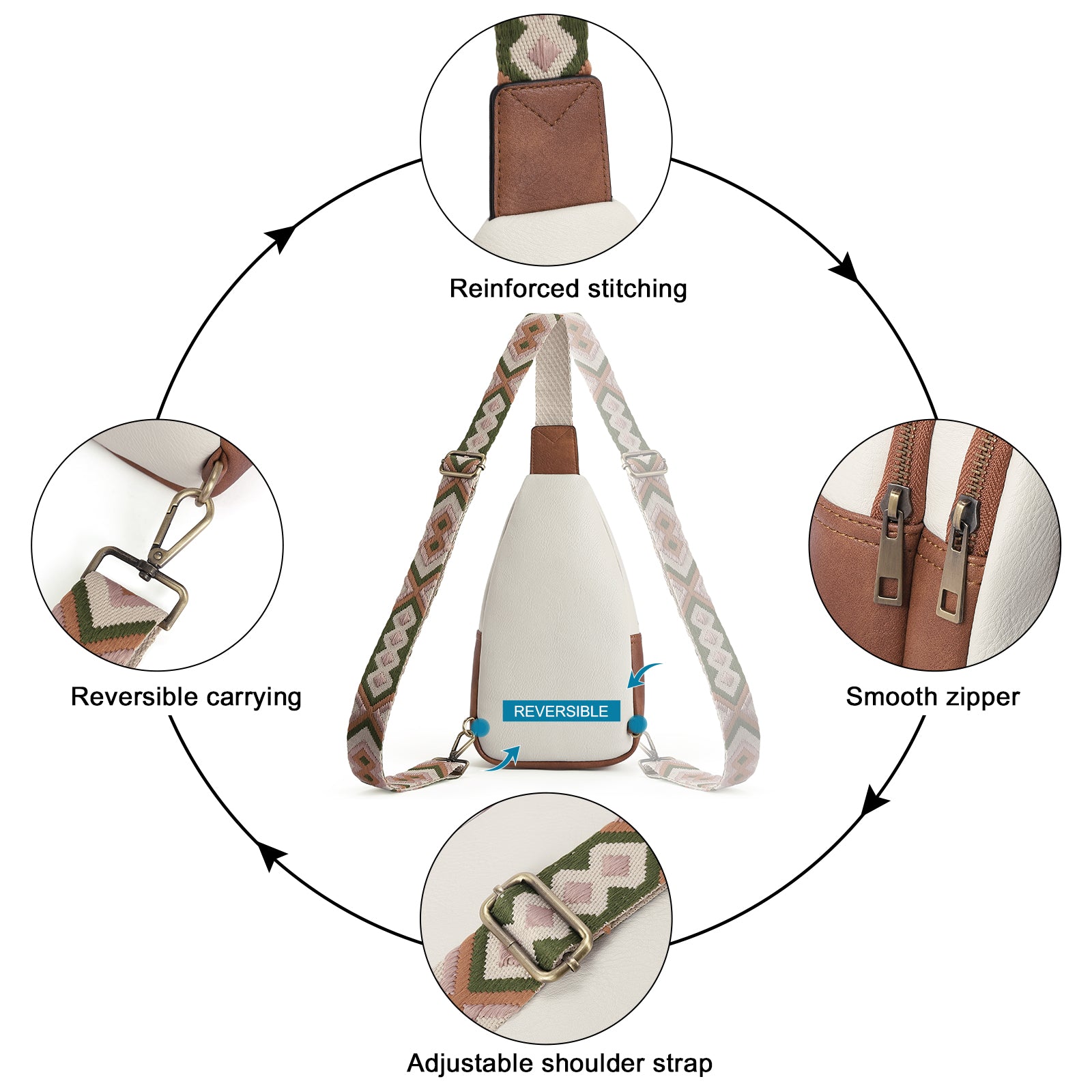 CLUCI Sling Bag Crossbody Bags for Woman Leather Cross Body Bag Sling Backpack Crossbody Chest Bag Daypack Travel