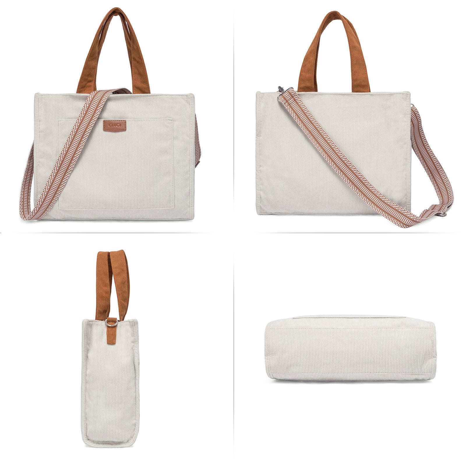 Wide Purse Strap Crossbody Purses Adjustable Replacement Shoulder Handbag Strap—Beige with Brown