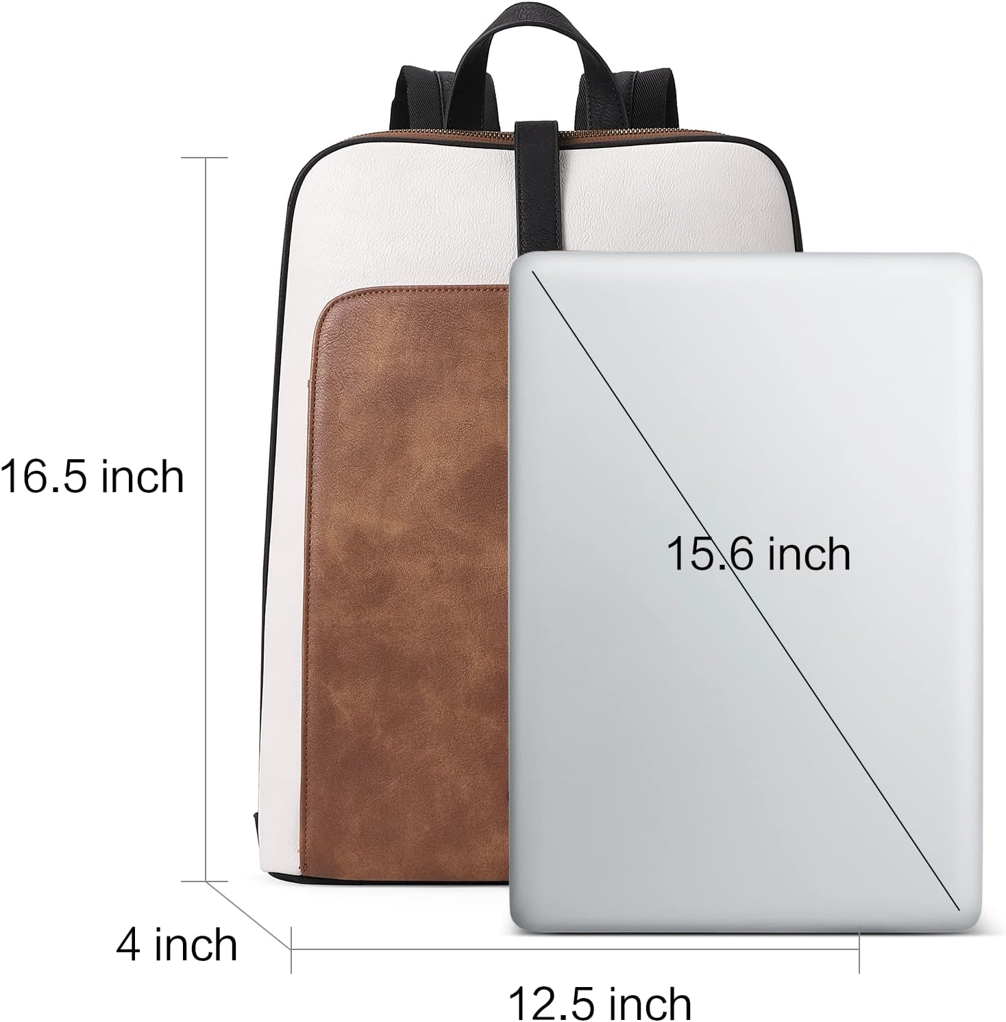 CLUCI Leather 15.6 inch Laptop Backpack Purse for Women Stylish Laptop Bag Work Computer Backpack College Bookbag